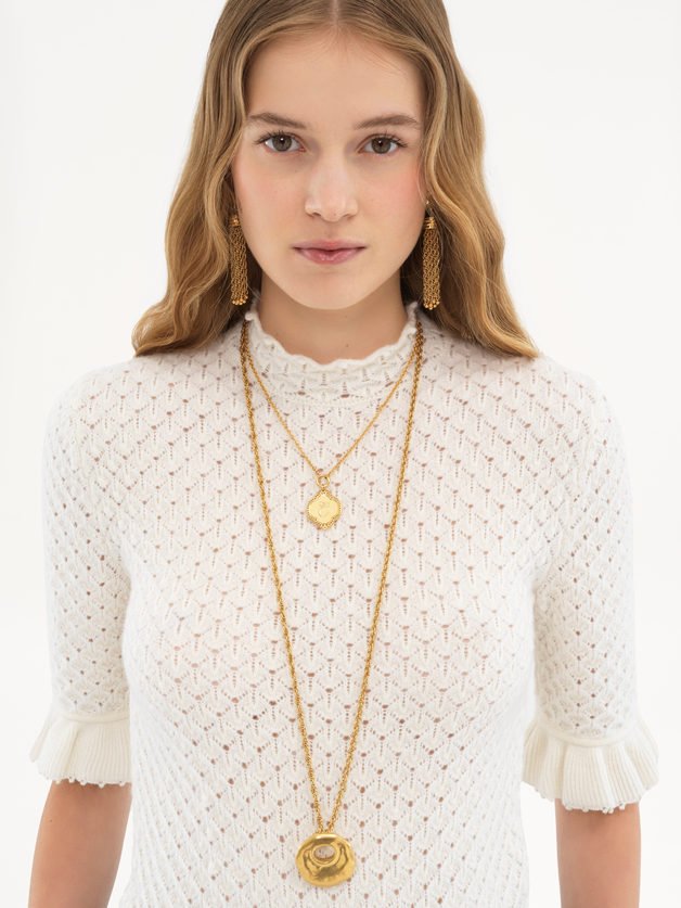 Short-sleeve sweater in wool & cashmere knit - 9