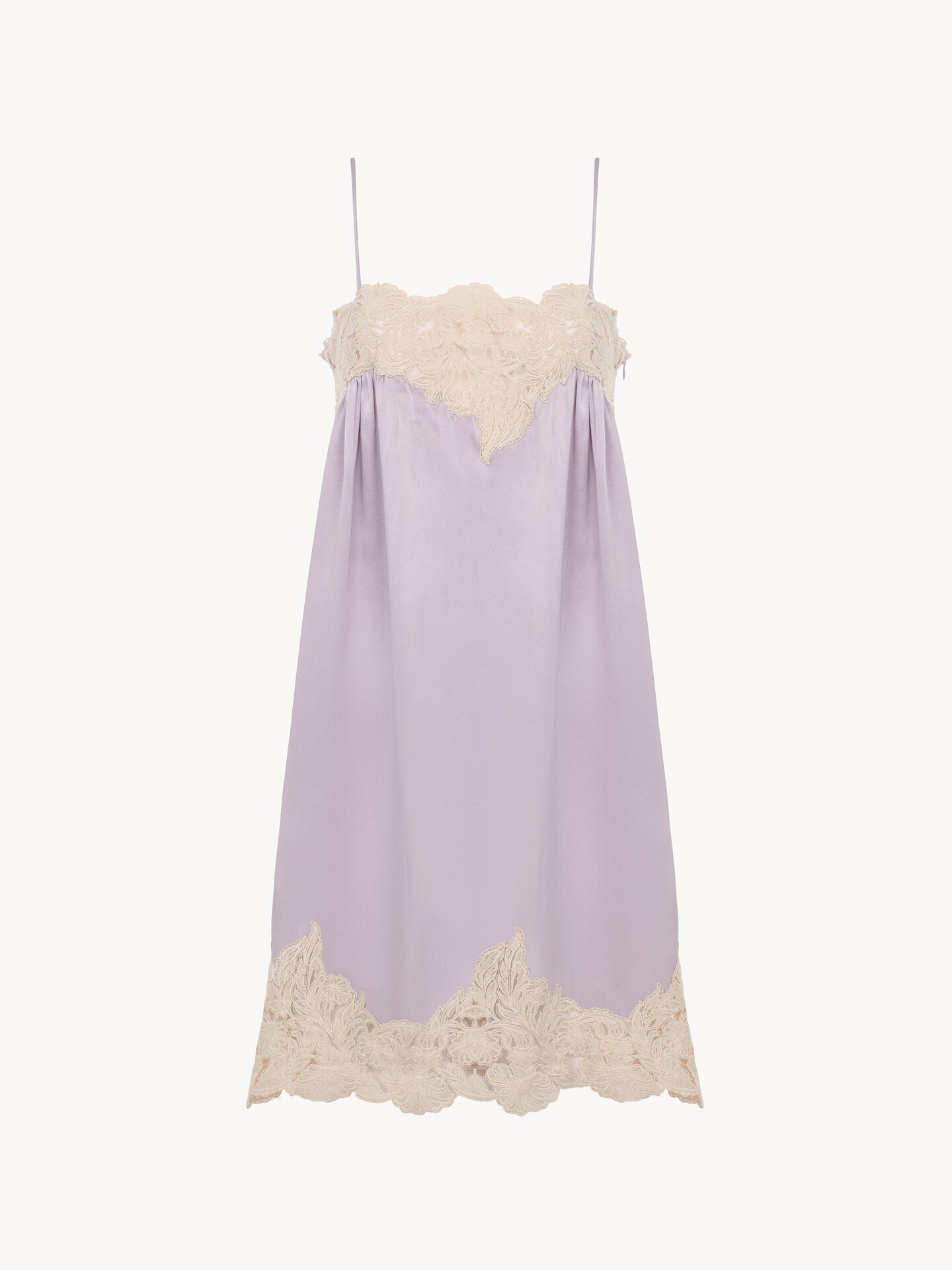 Thin-strap mini dress in washed silk satin - 2