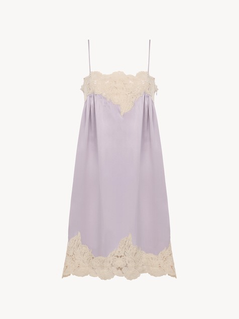 Thin-strap mini dress in washed silk satin