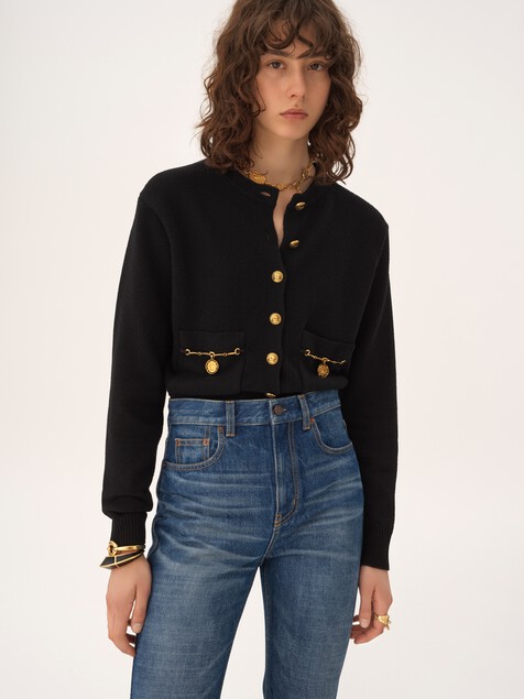 Horse Medal cardigan in a merino wool & cashmere knit