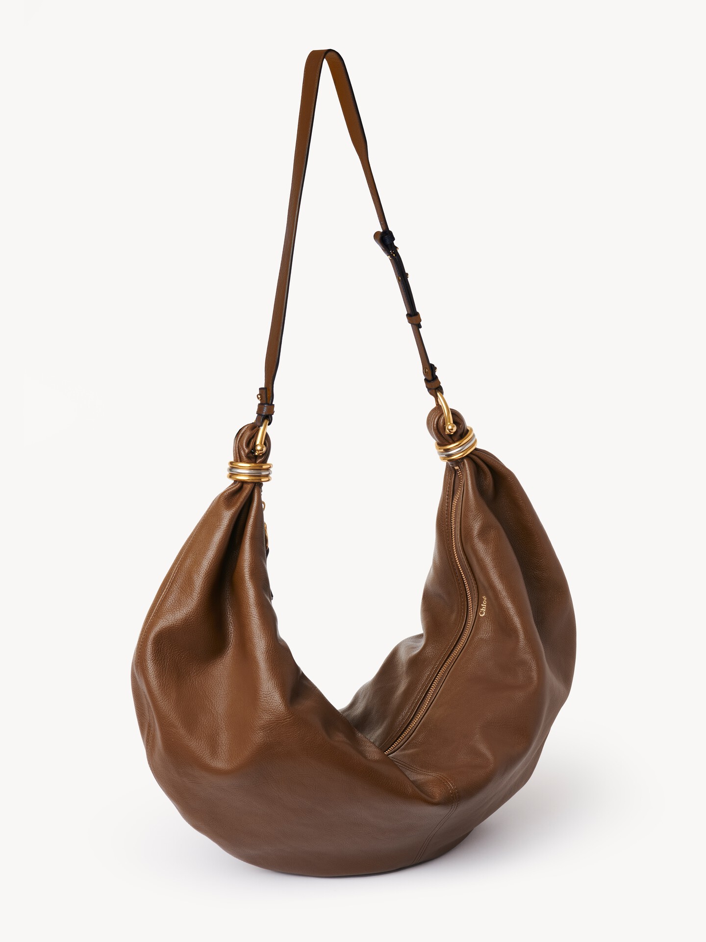 Large Bracelet Hobo bag in grained leather - 8