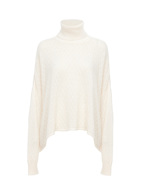 Generous turtleneck sweater in pointelle knit