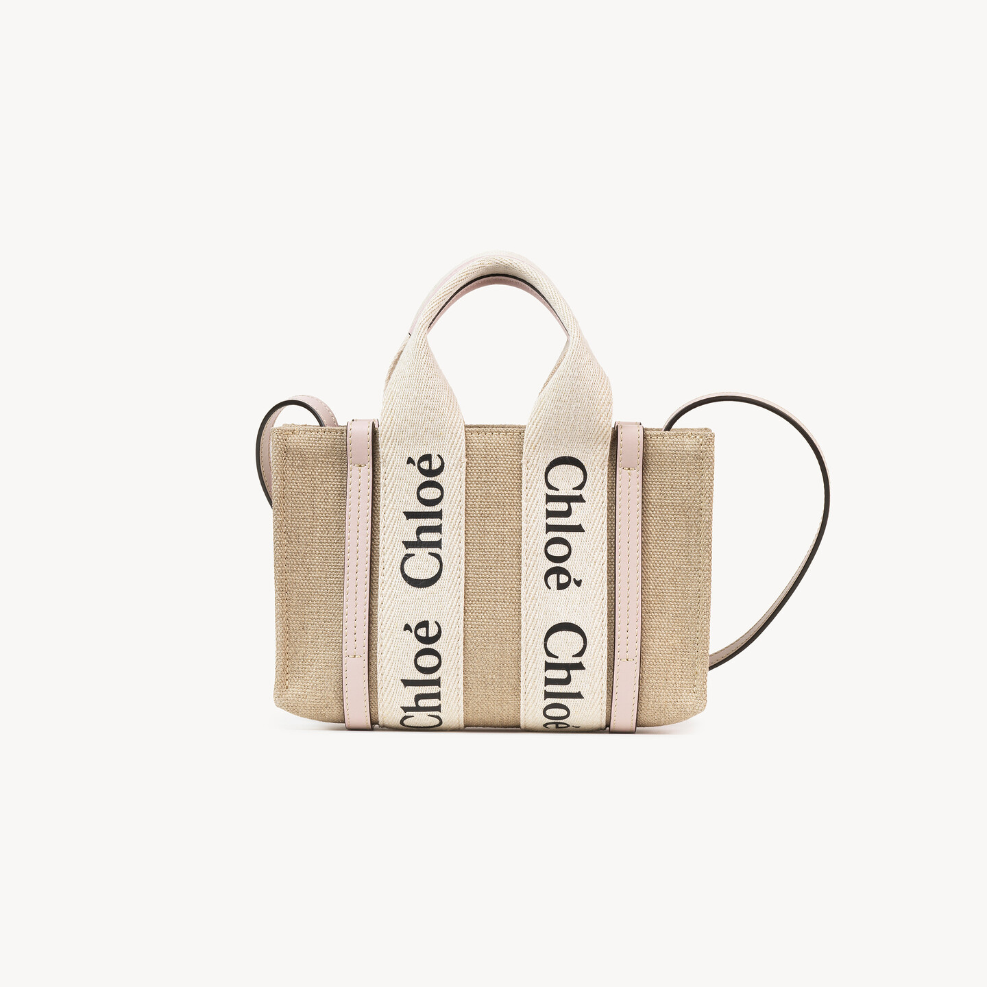 Mini Woody tote bag in linen - 6