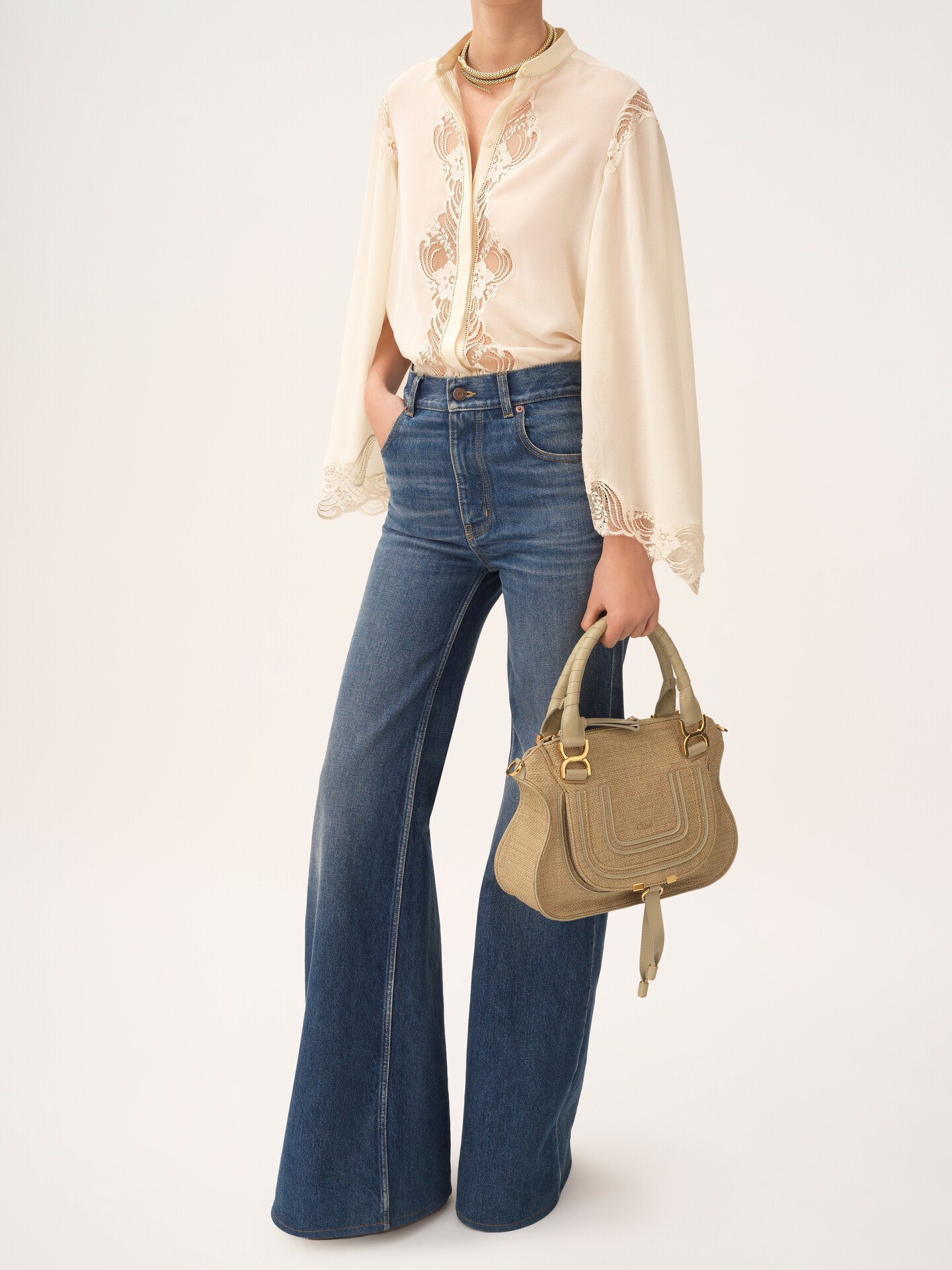 Small Marcie bag in raffia-effect fibres - 4