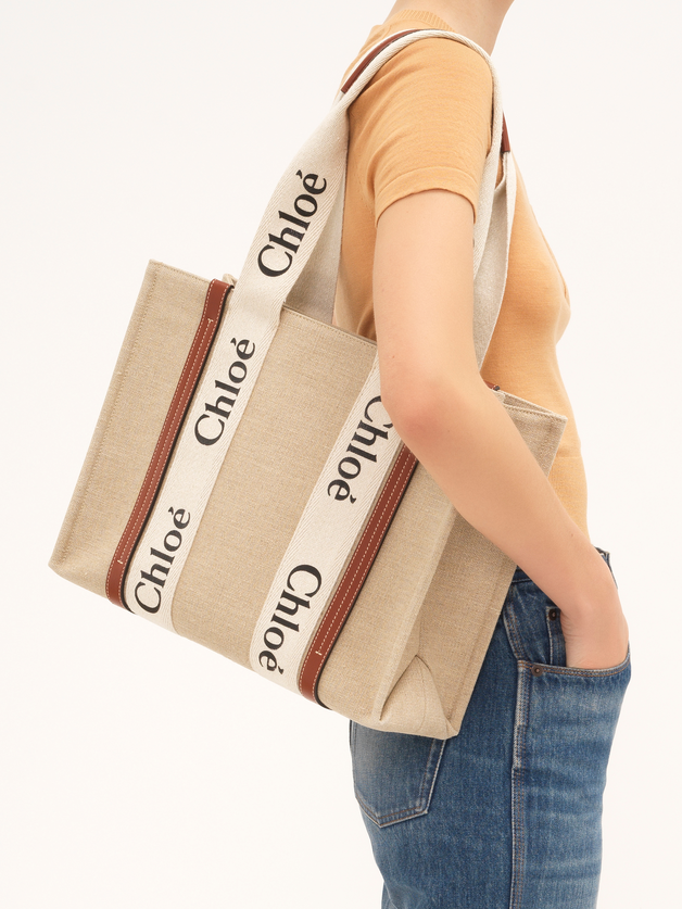 Woody tote bag in linen - 6