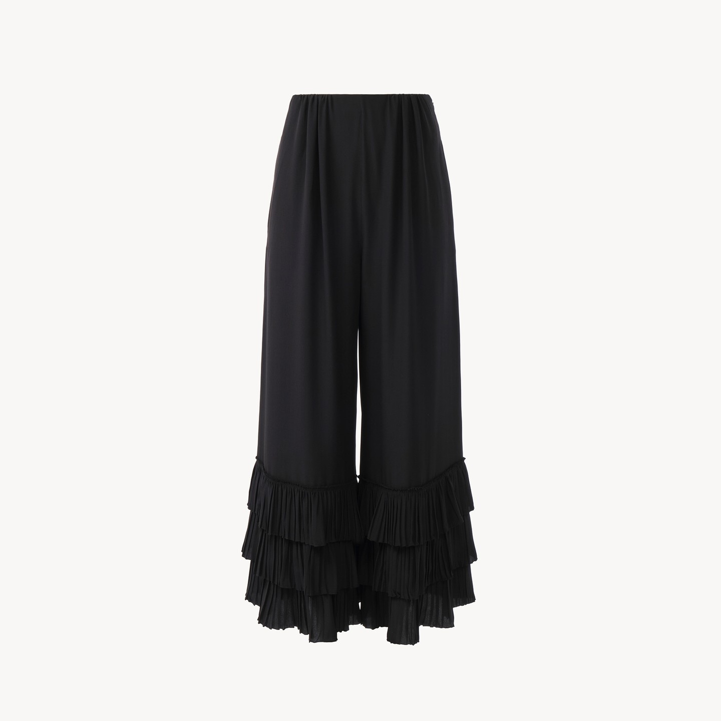 Fluid wide-leg pants in cr&ecirc;pe de chine - 8