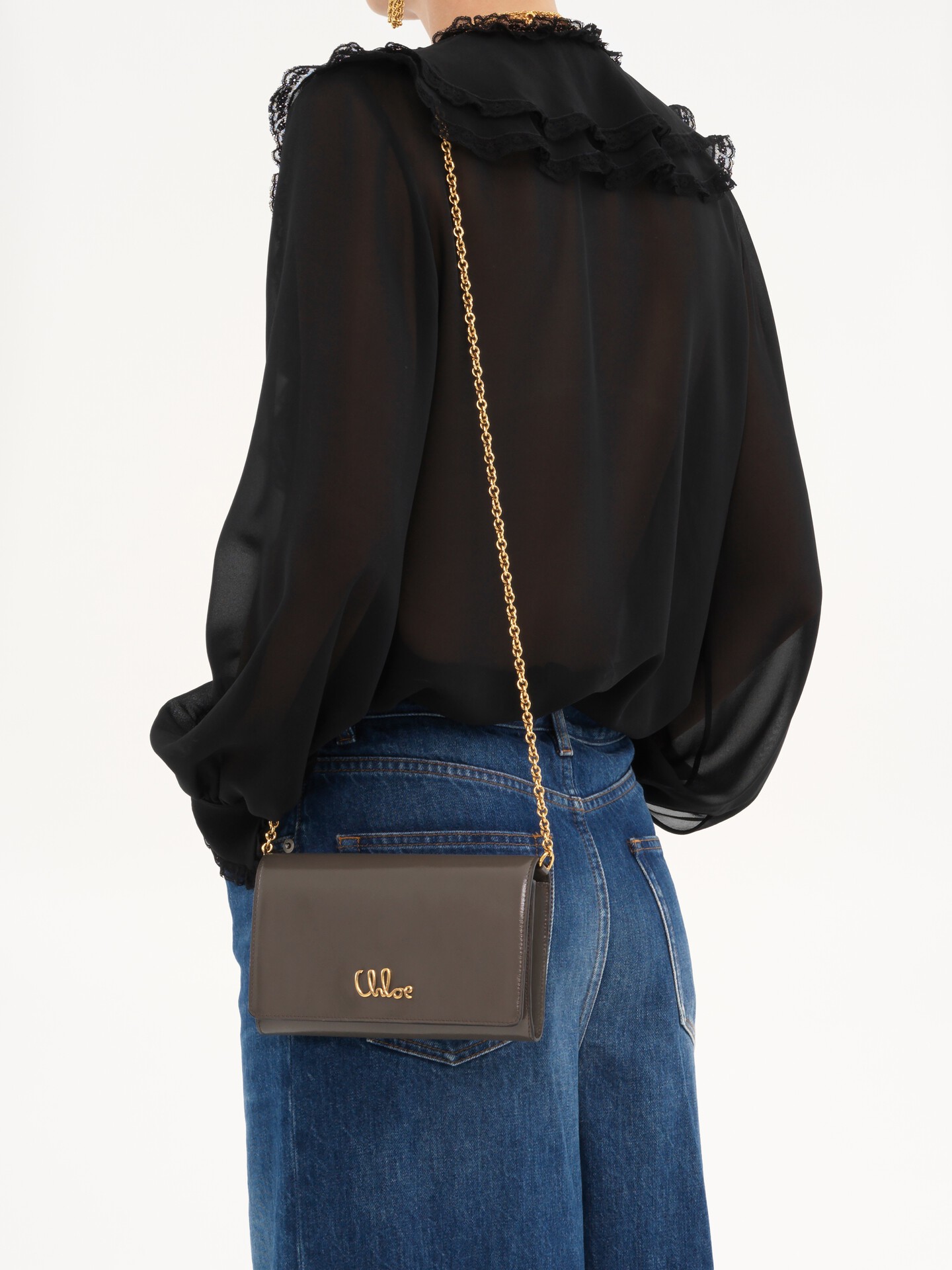 Chloé Iconic flap wallet on chain in shiny leather - 5