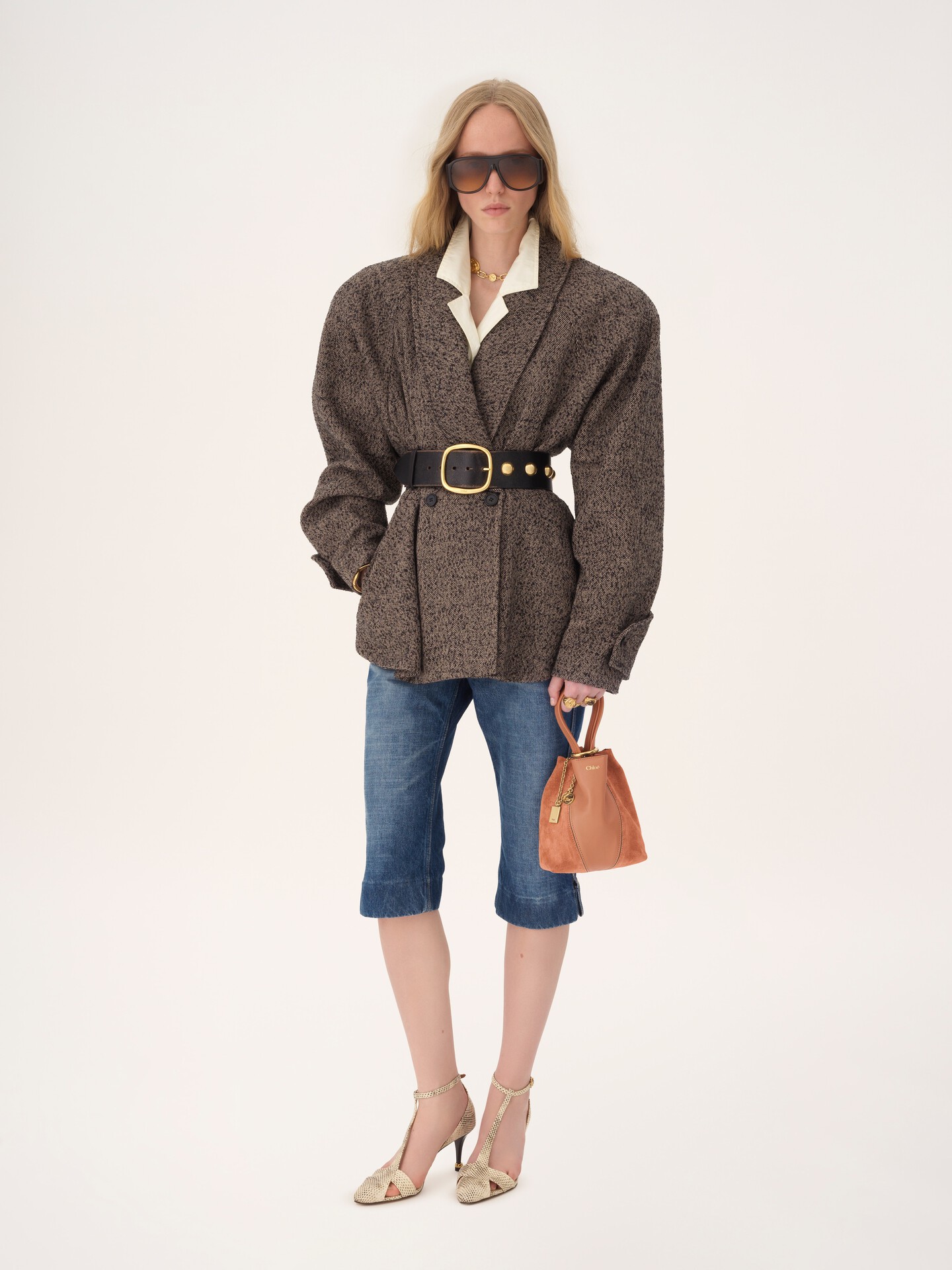 Small Chlo&eacute; Spin tote bag in grained and suede leather - 8