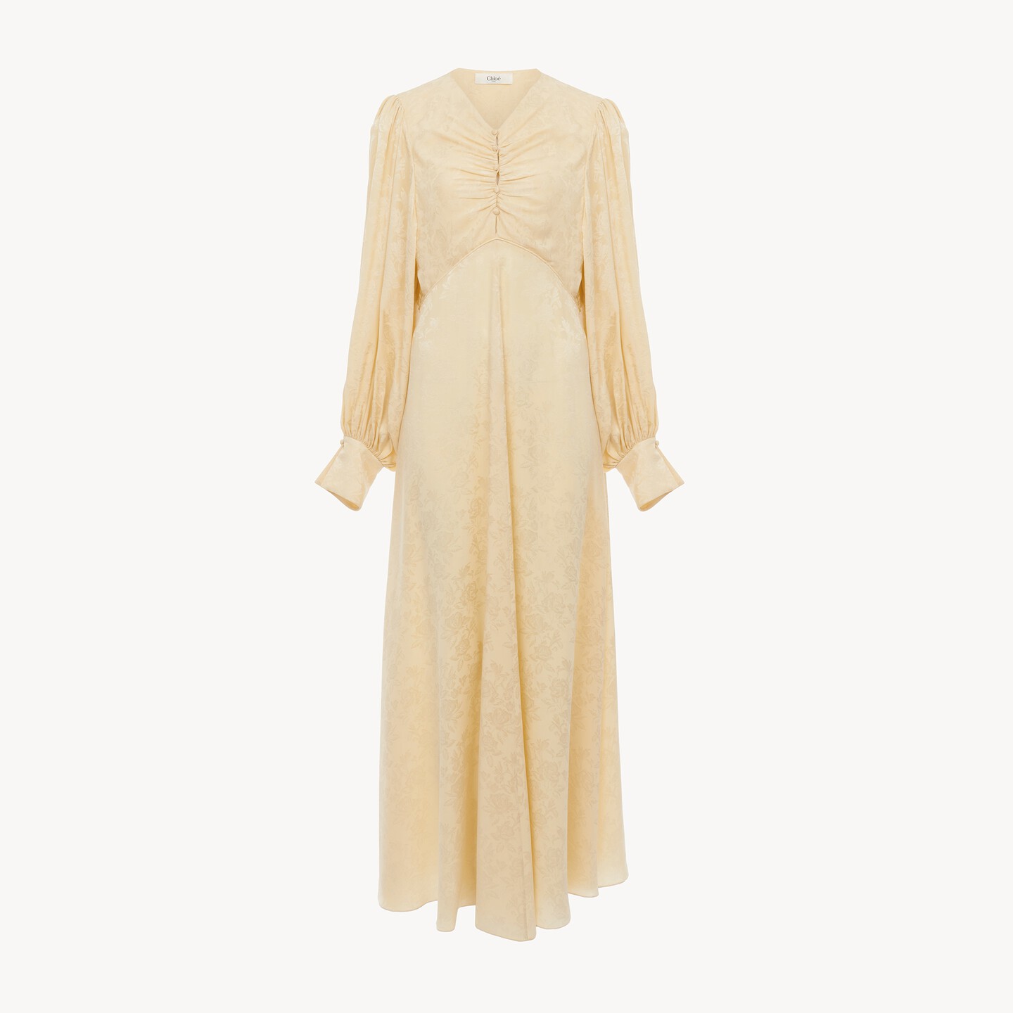 Ruched long dress in silk jacquard - 8