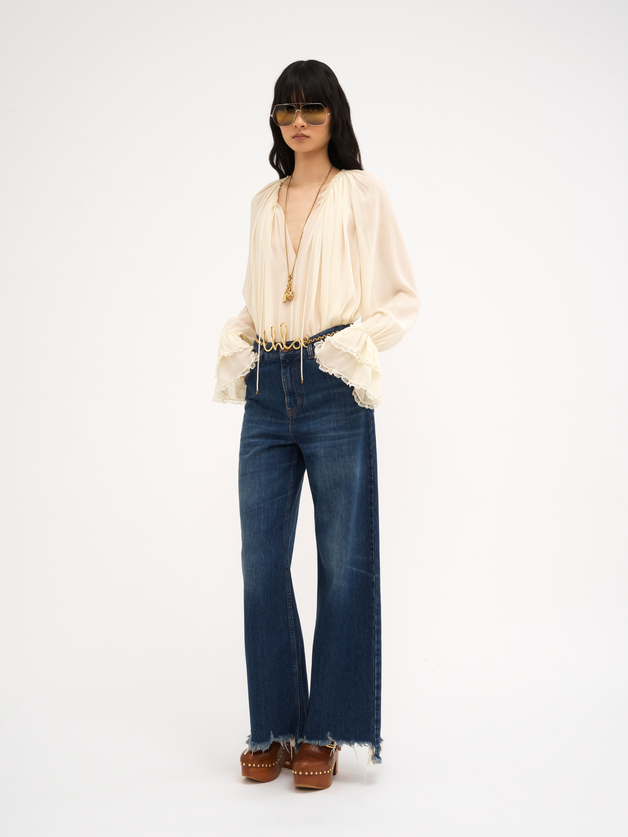 Cropped wide-leg jeans in denim - 3