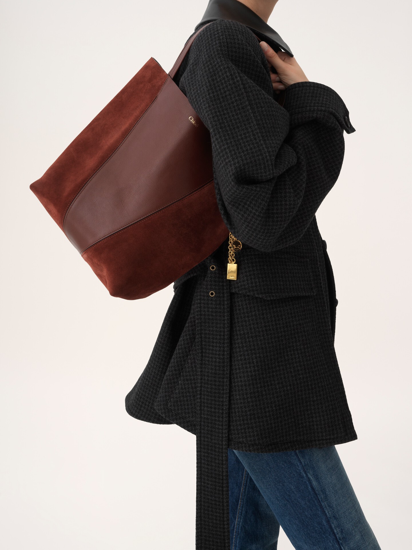 Chloé Spin tote bag in grained & suede leather - 3