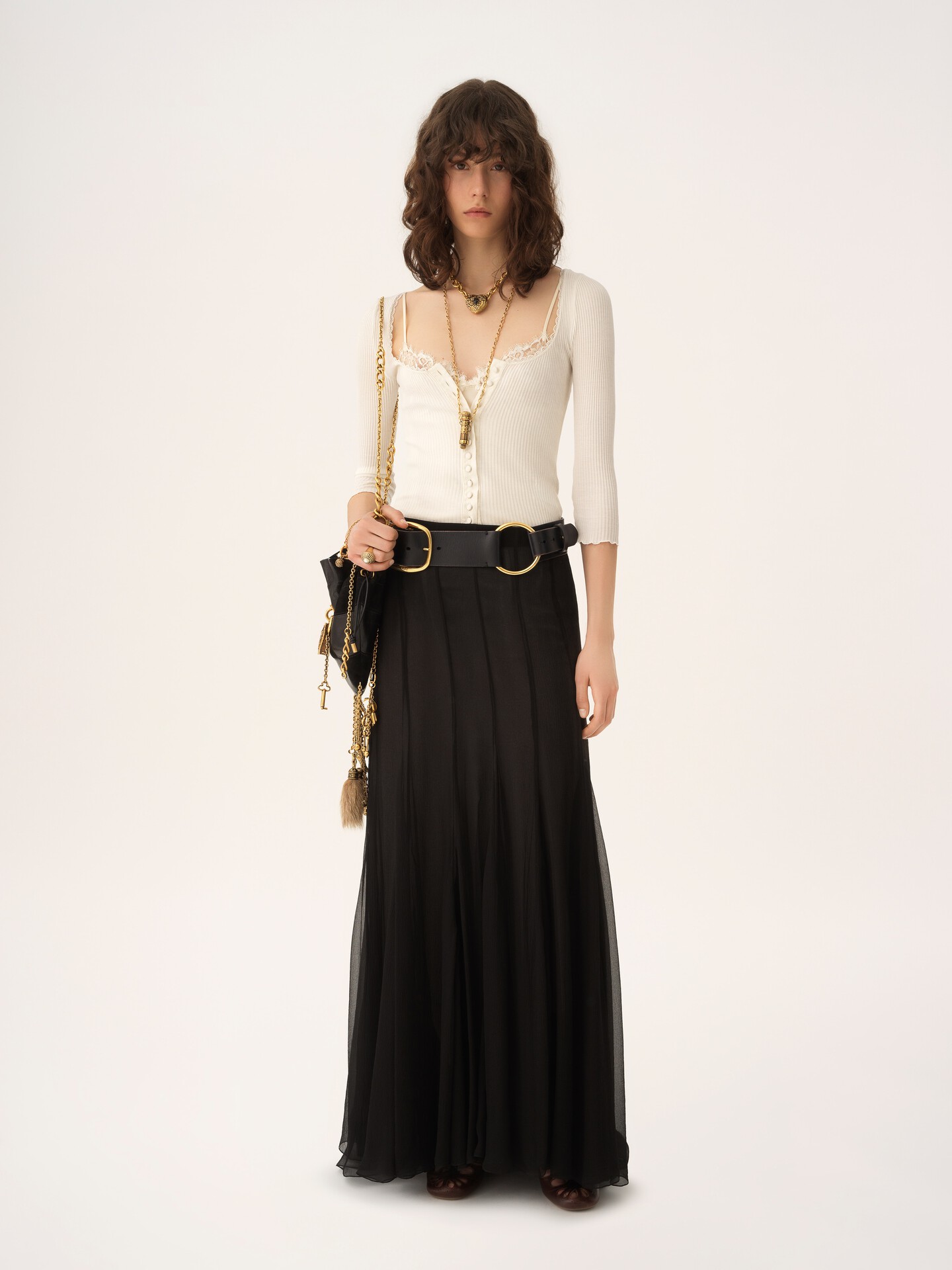 Fluid maxi skirt in silk mousseline - 4