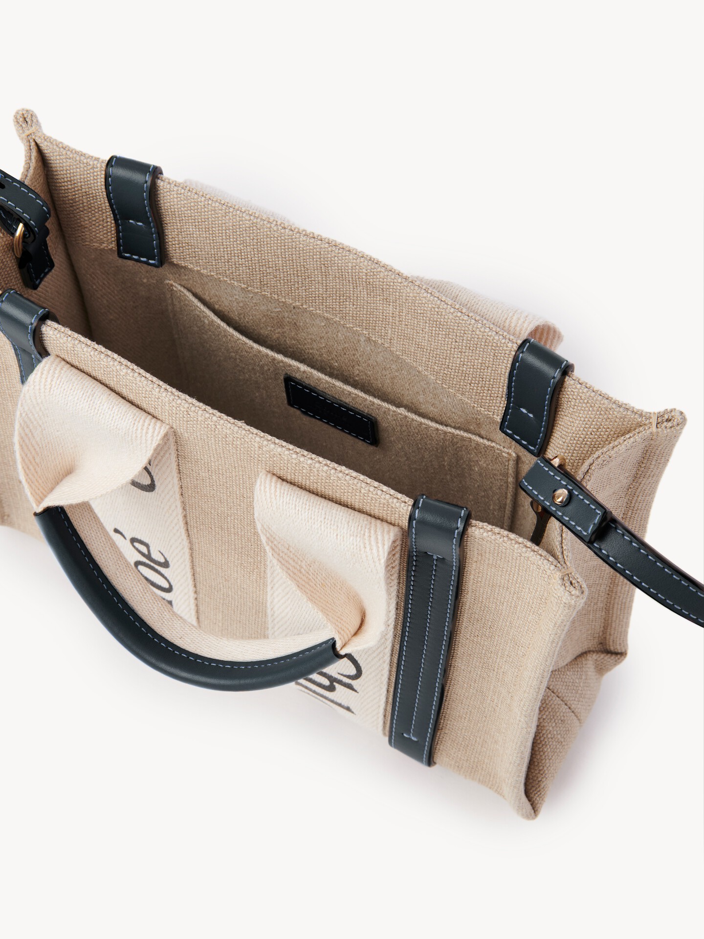 Small Woody tote bag in linen - 5