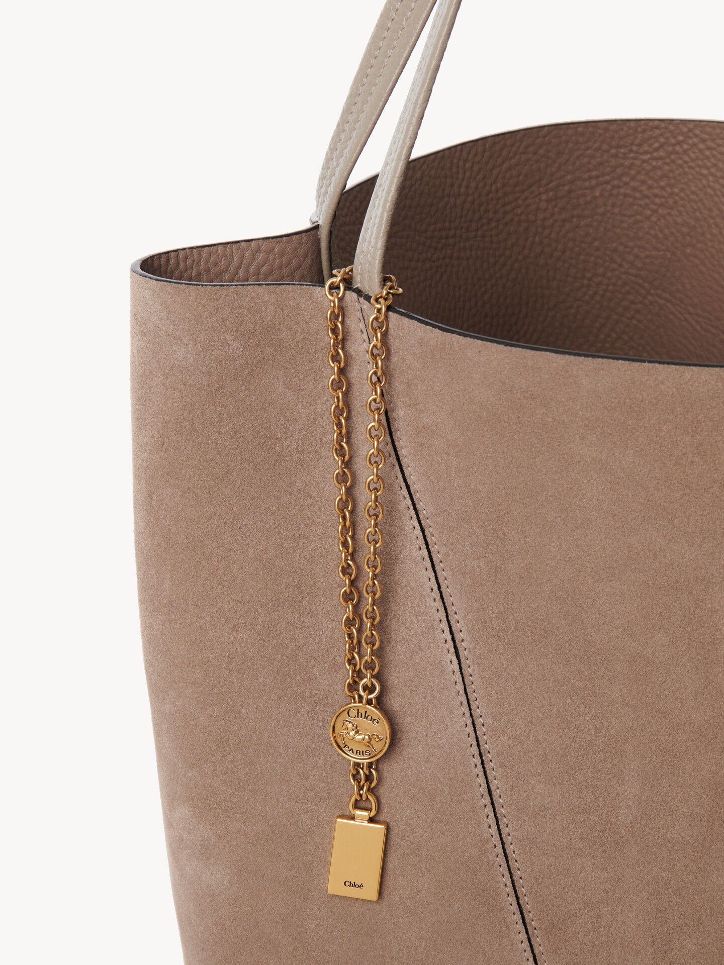 Large Chloé Spin tote bag in suede leather - 7