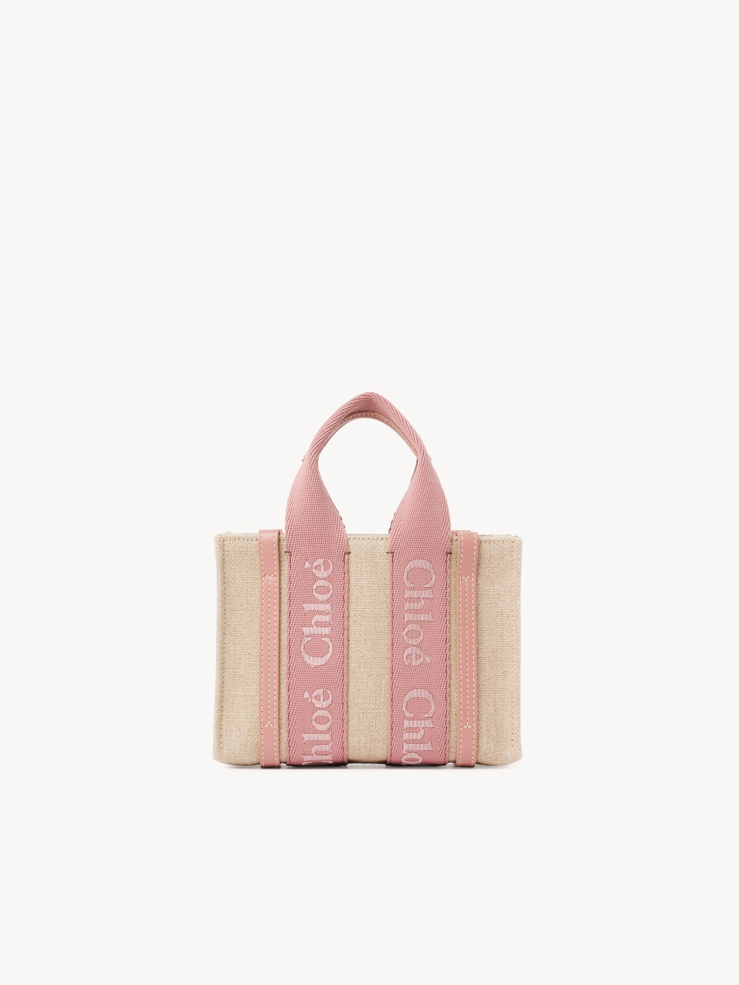 Mini Woody tote bag in linen - 5