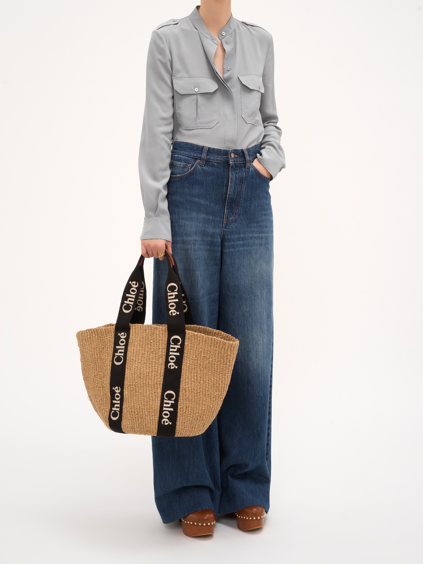 Large Woody tote bag in natural fibres - 4