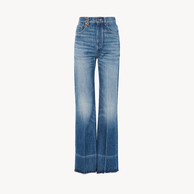High-rise bootcut jeans in denim - 8