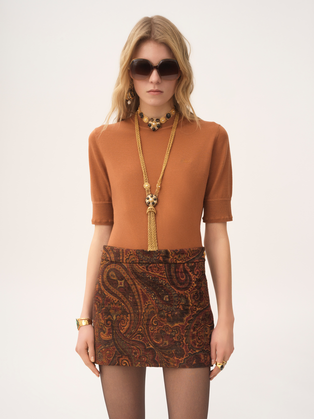 Straight mini skirt in tapestry jacquard - 4