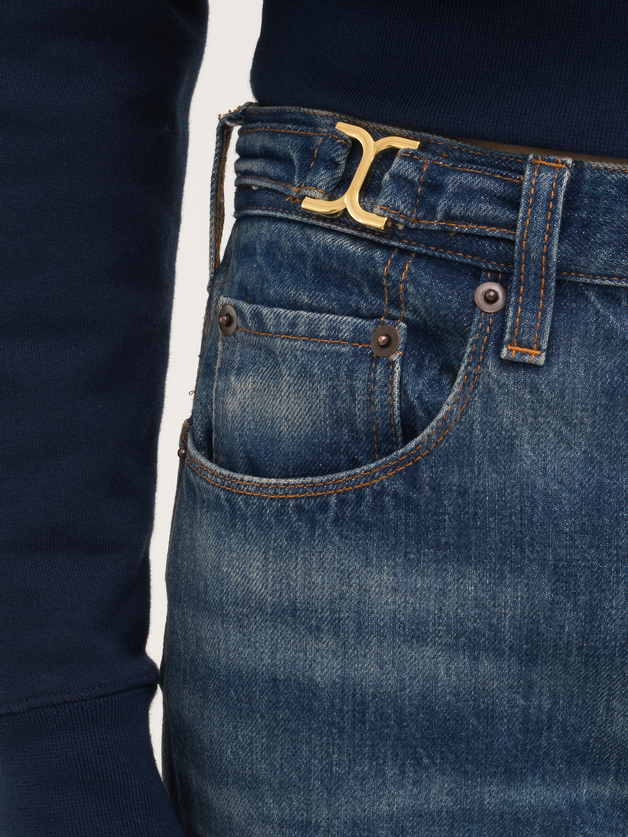 Straight cropped jeans in denim - 6