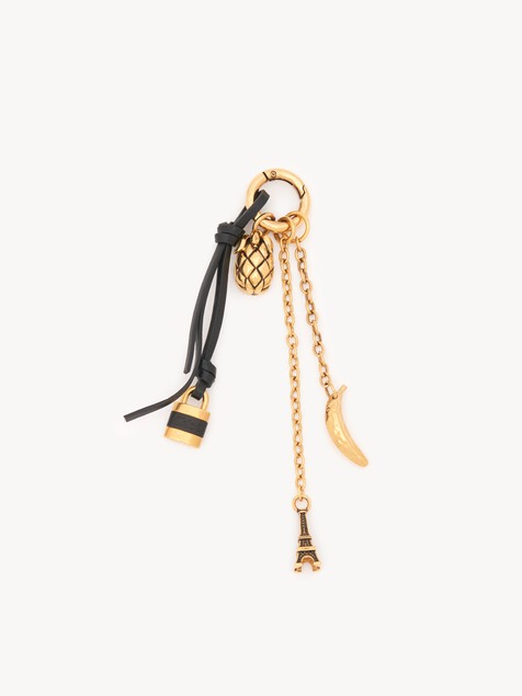 Miniatures bag charm in brass & leather