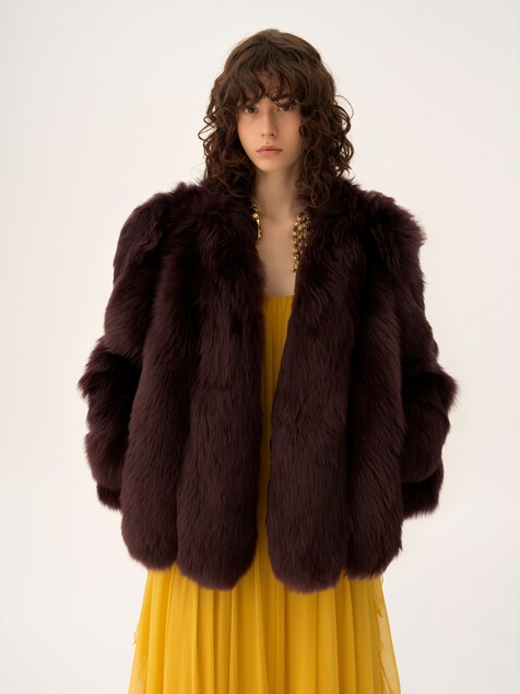 Oversized short coat in wool