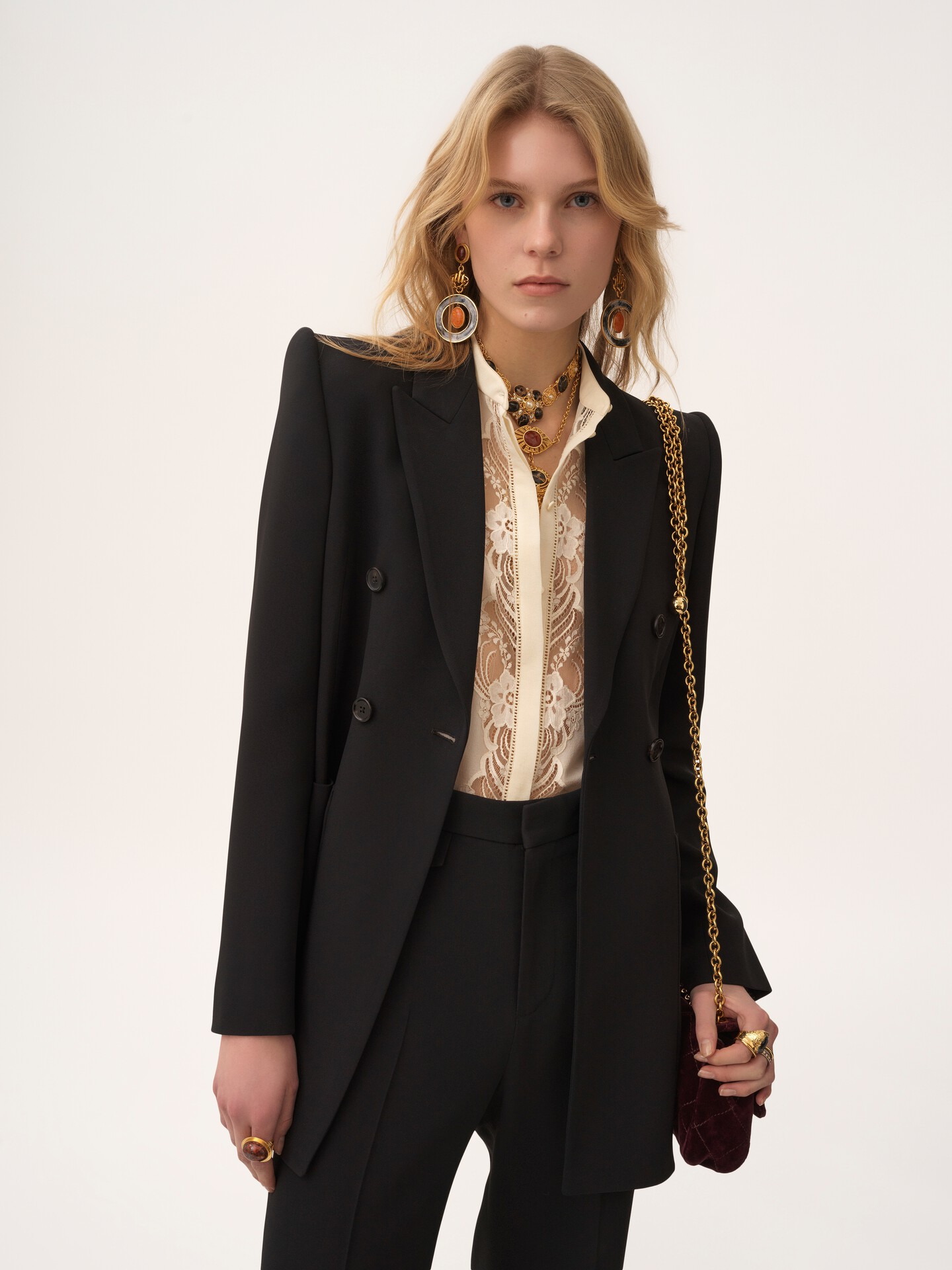 Double-breasted tailored jacket in a crêpe mix - 4