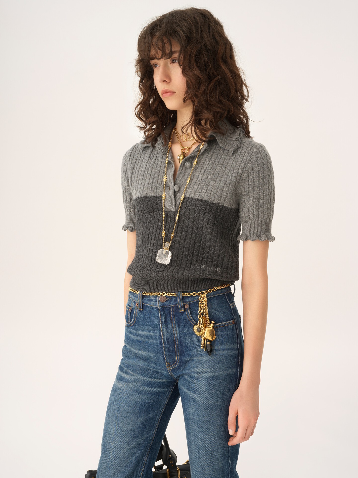 Short-sleeve polo jumper in a wool & cashmere knit - 4