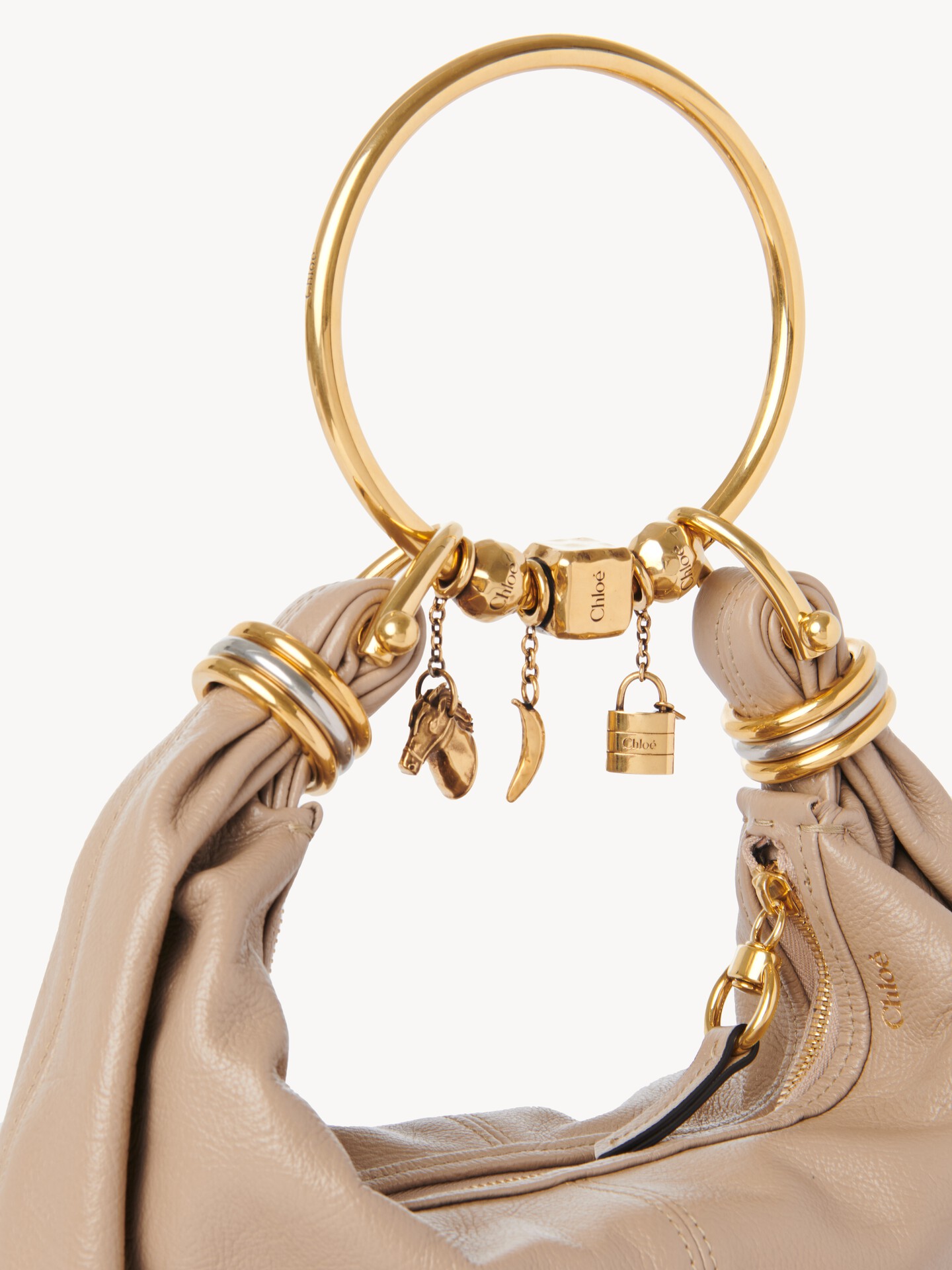 Small Bracelet hobo bag in grained leather - 6