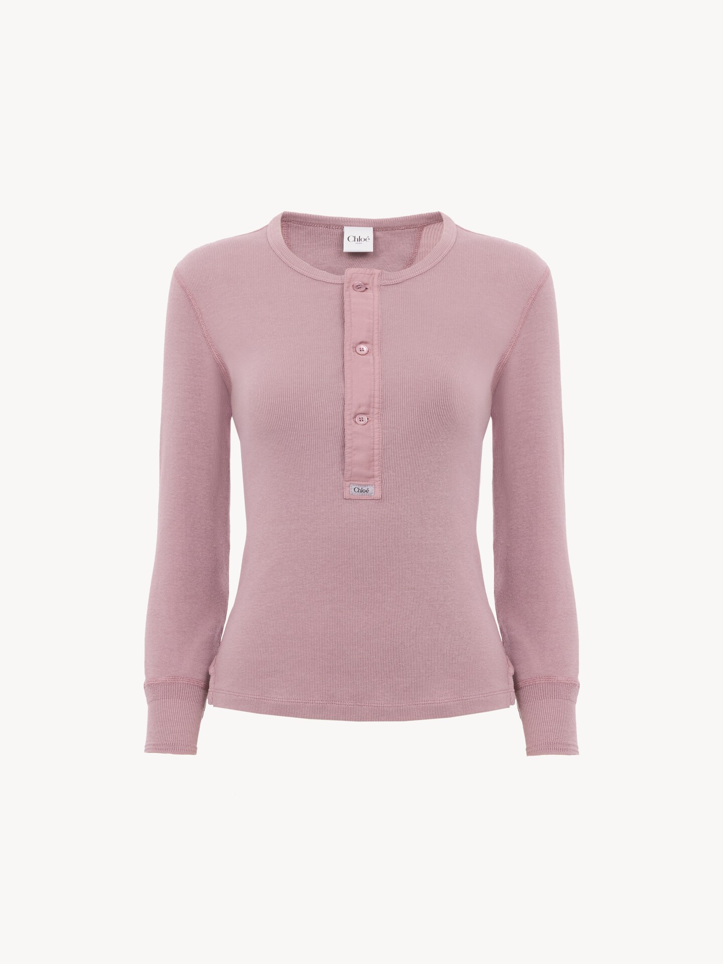 Fitted Henley shirt in cotton jersey - 1