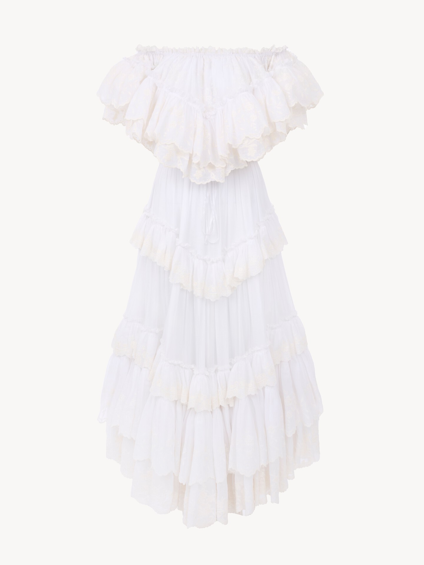 Long ruffled dress in cotton voile - 2