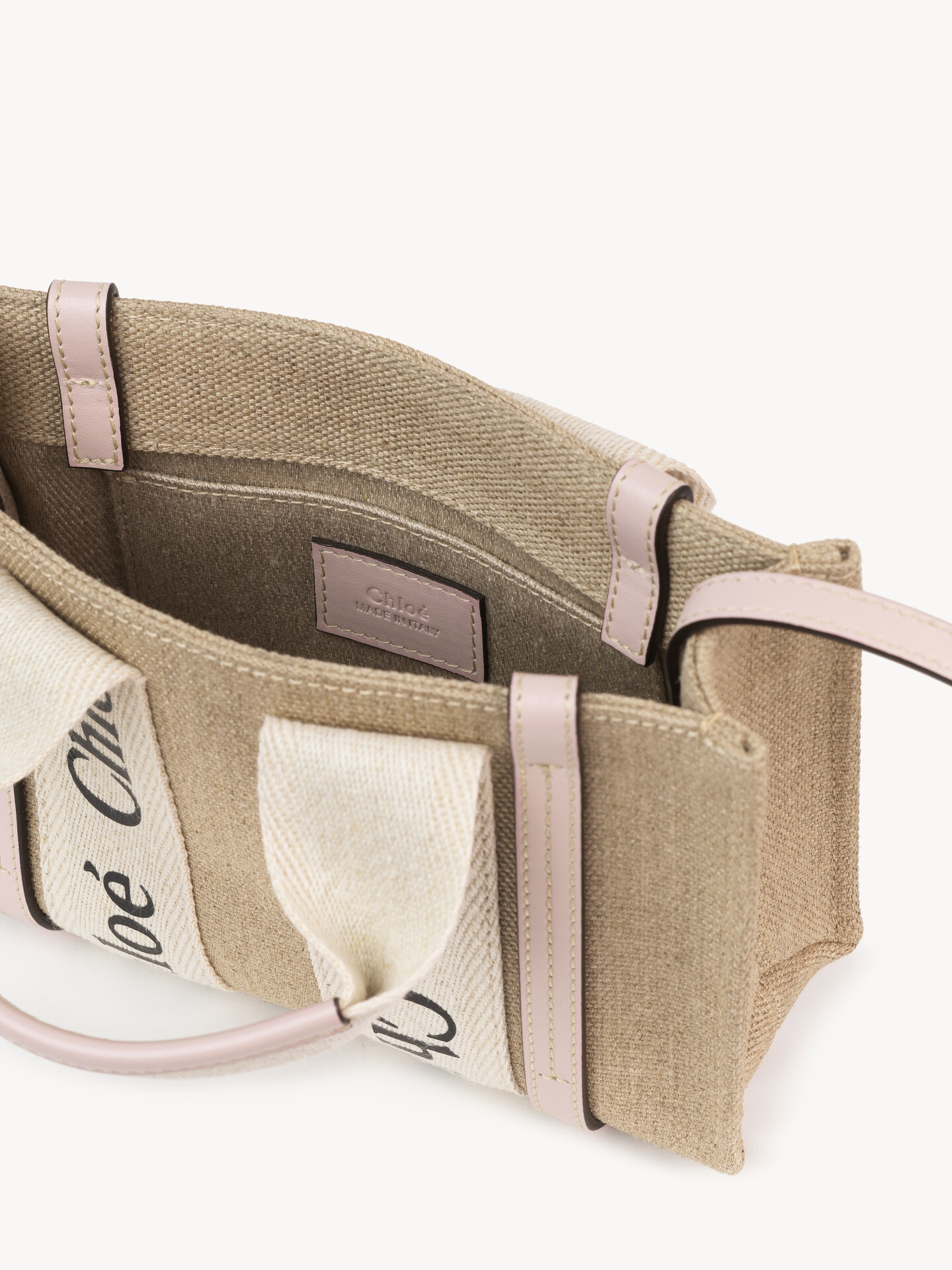 Mini Woody tote bag in linen - 4