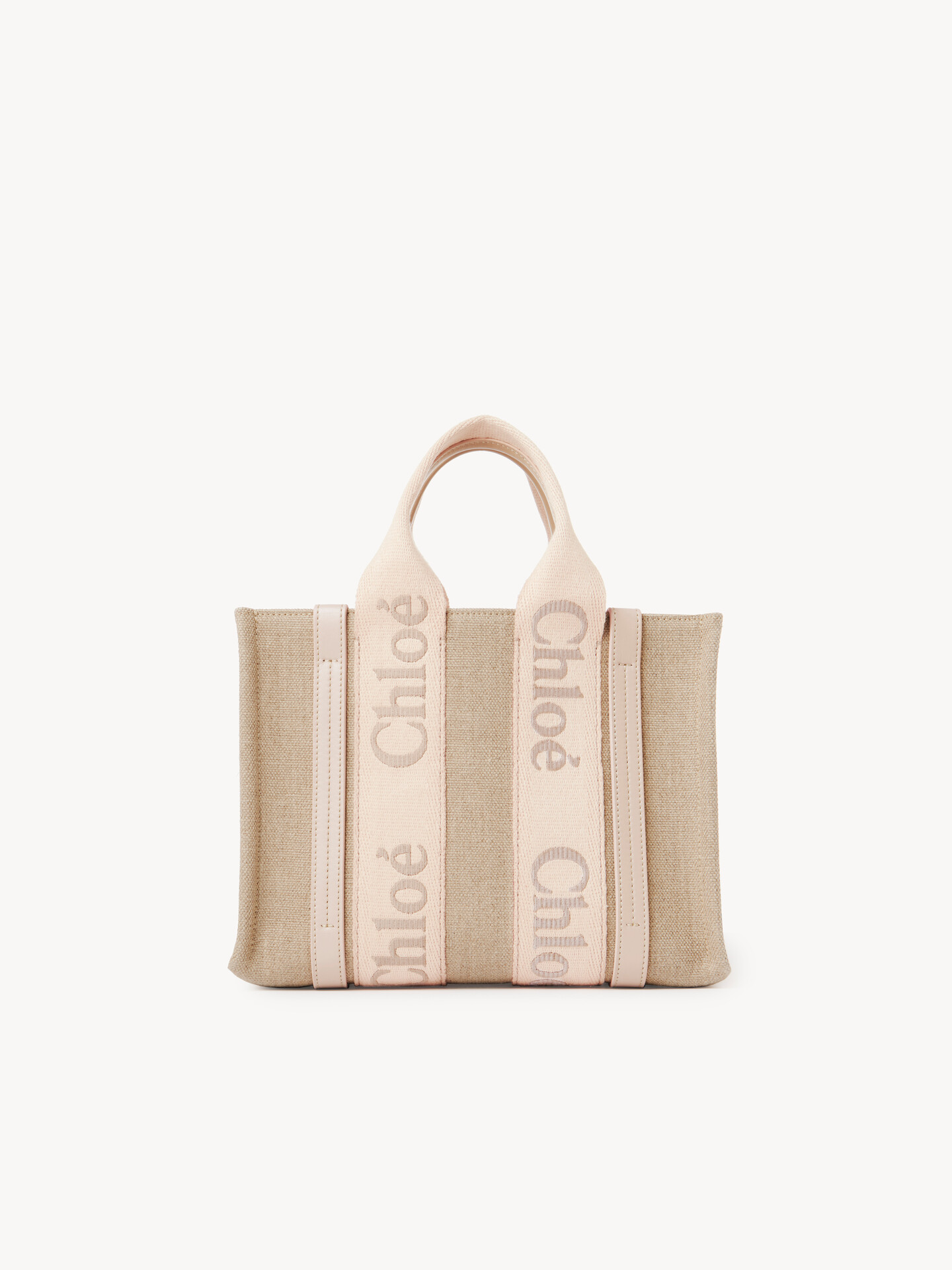 Small Woody tote bag in linen - 6