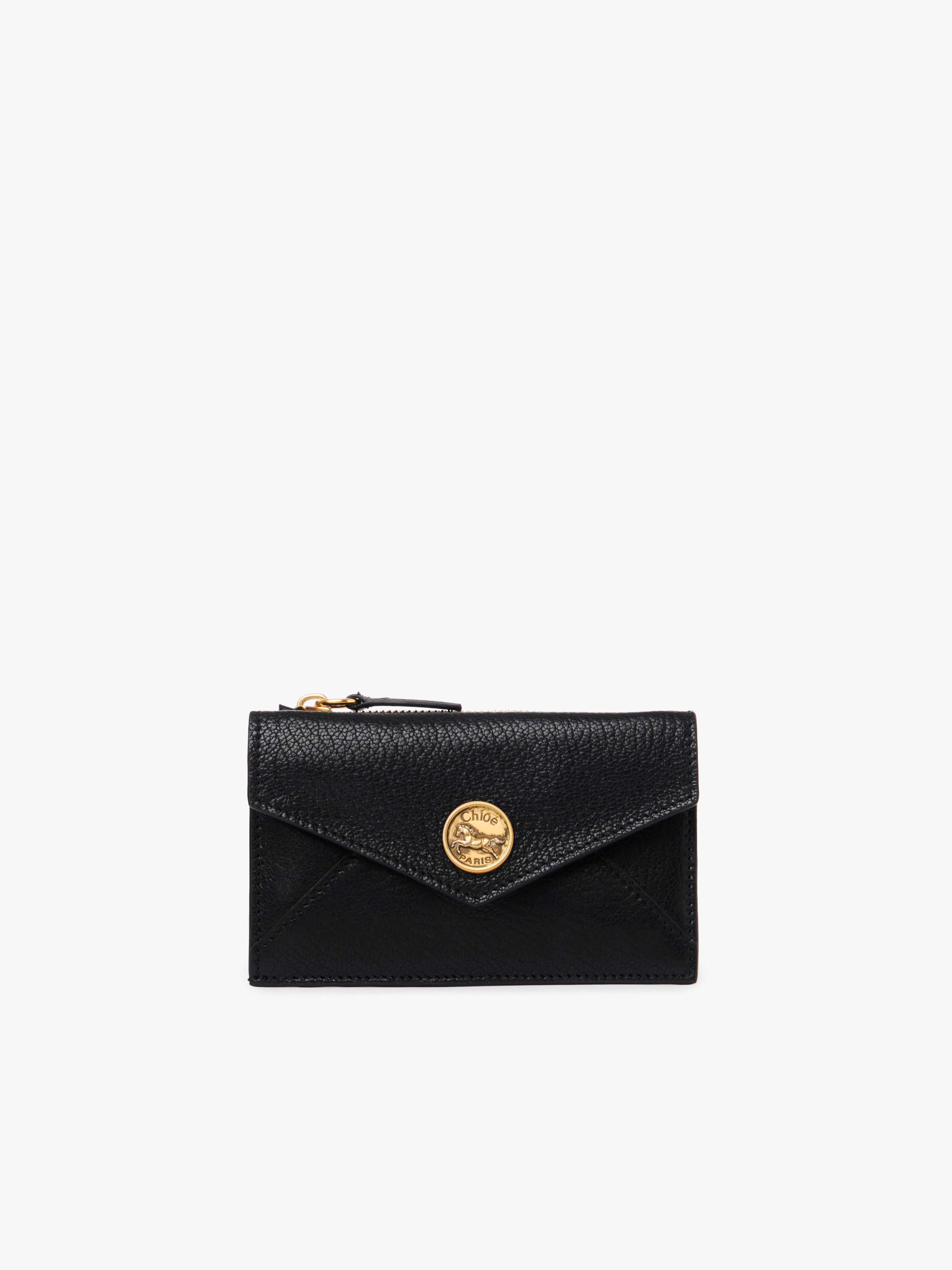 Envelope long wallet with flap in grained leather - NaN