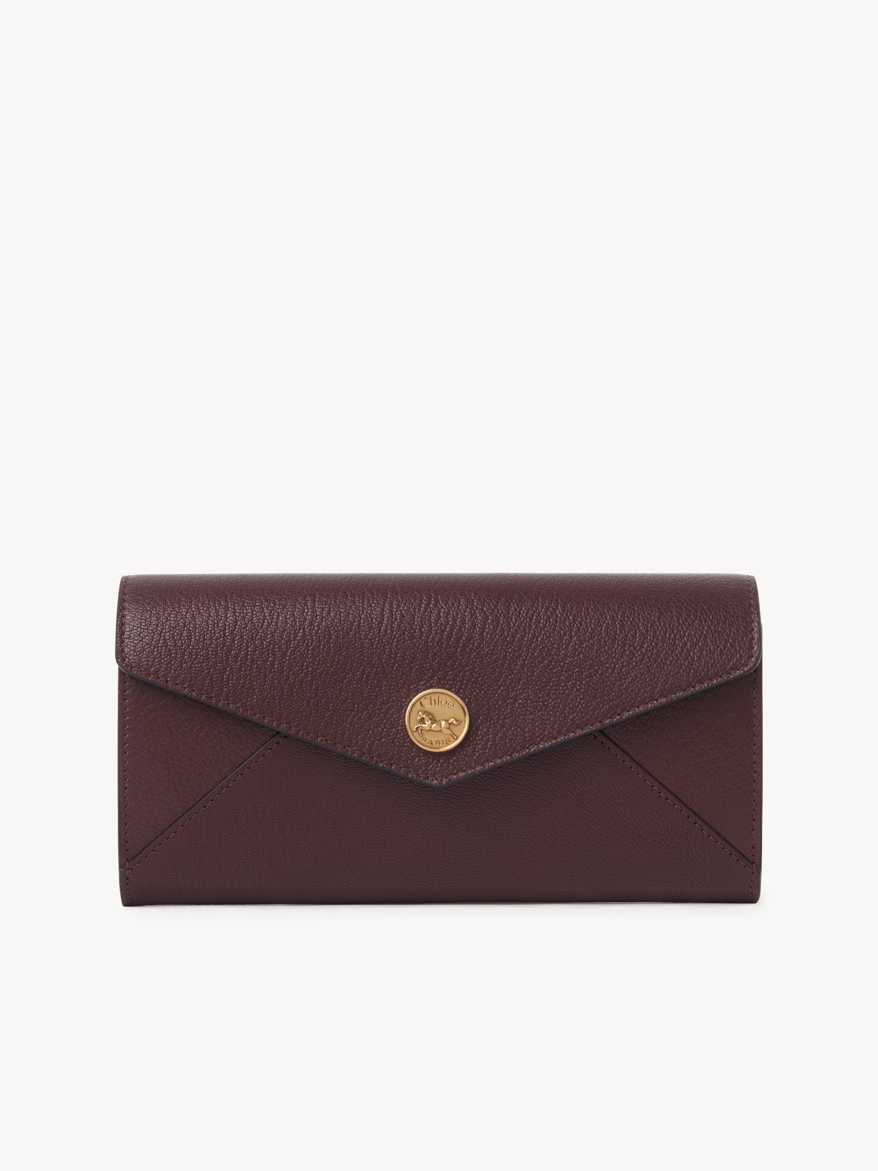 Small Envelope purse with card slots in grained leather - NaN