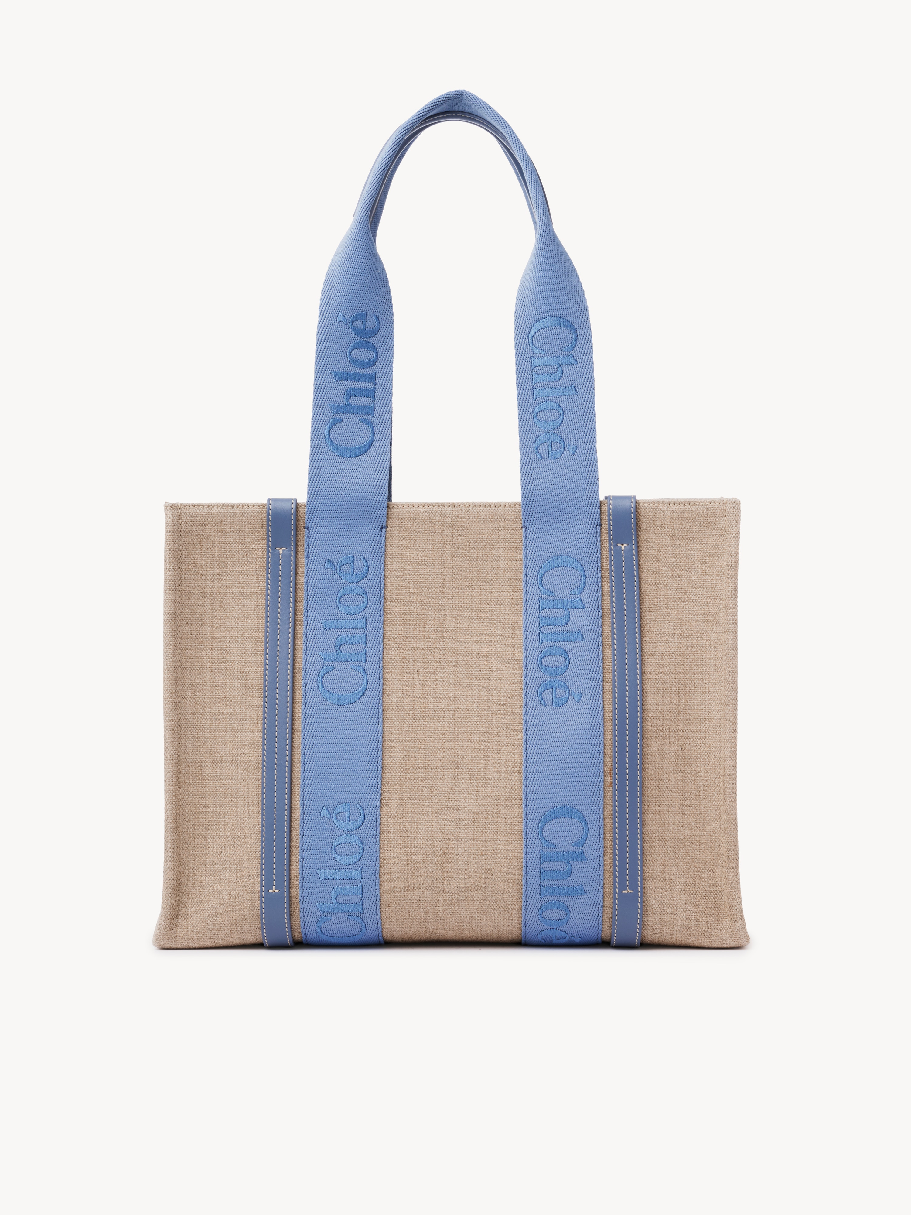 Small Woody tote bag in linen - NaN