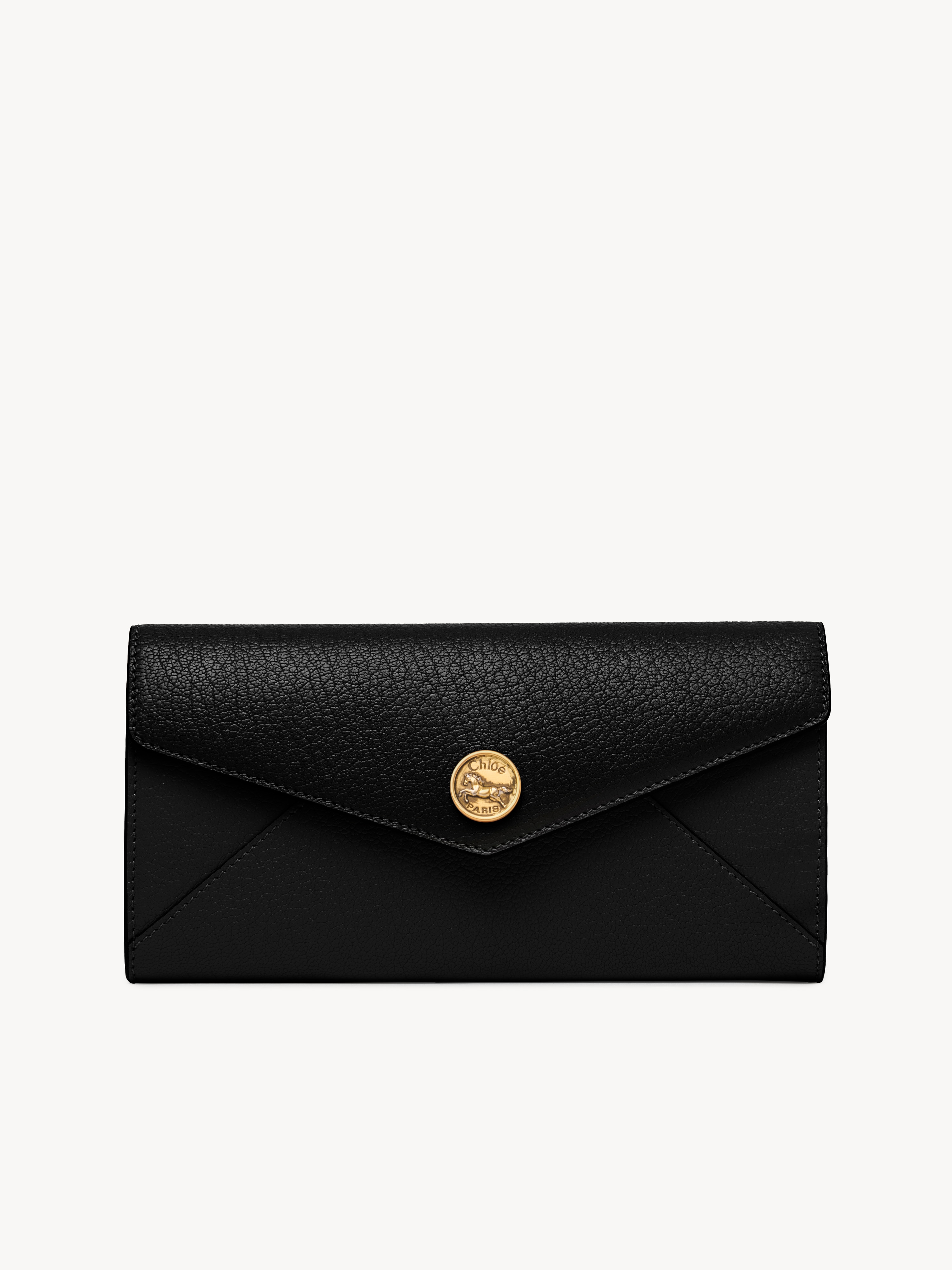 Small Envelope purse with card slots in grained leather - NaN