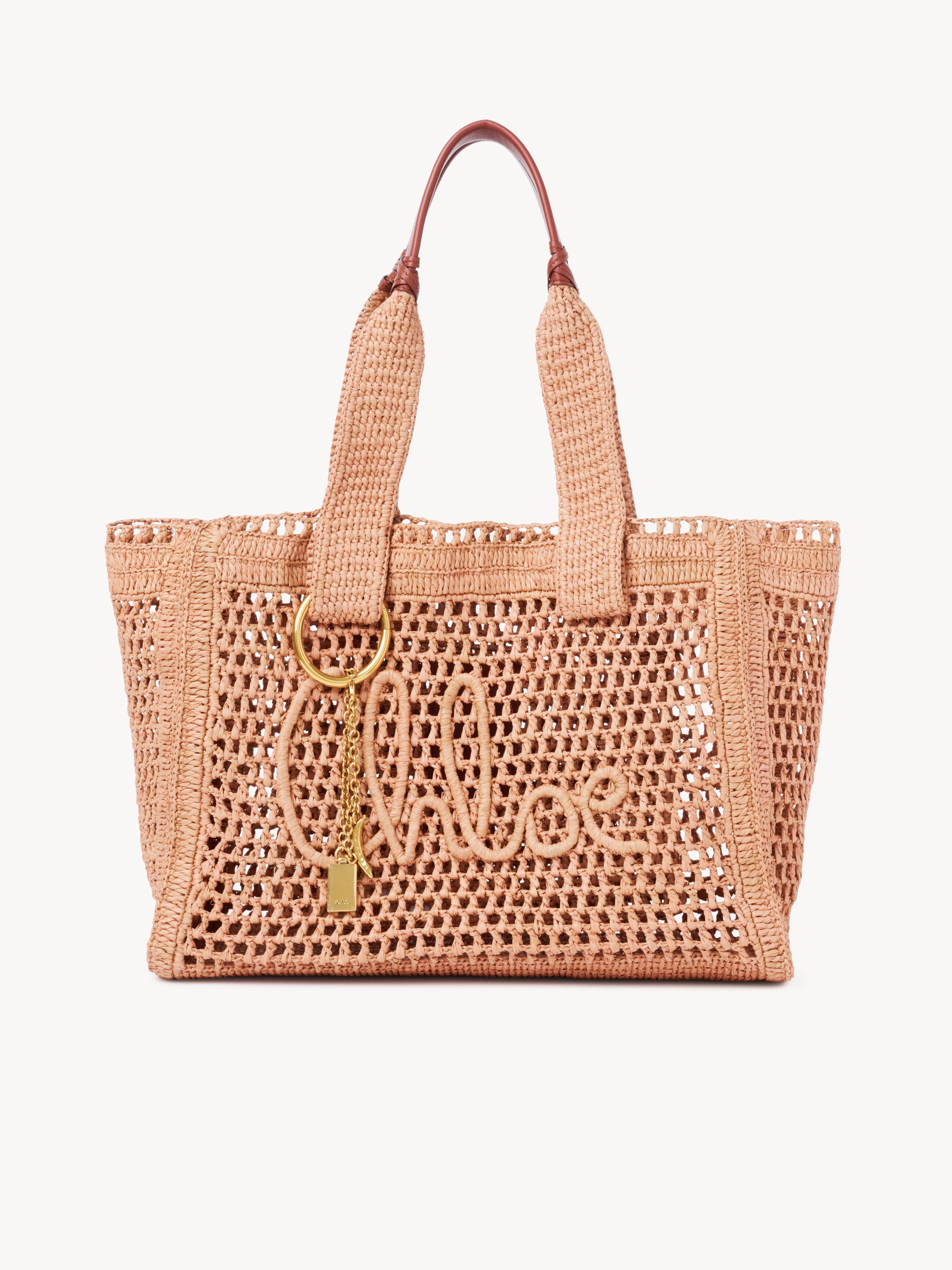Small Summer Banana east-west tote bag with strap in raffia - NaN