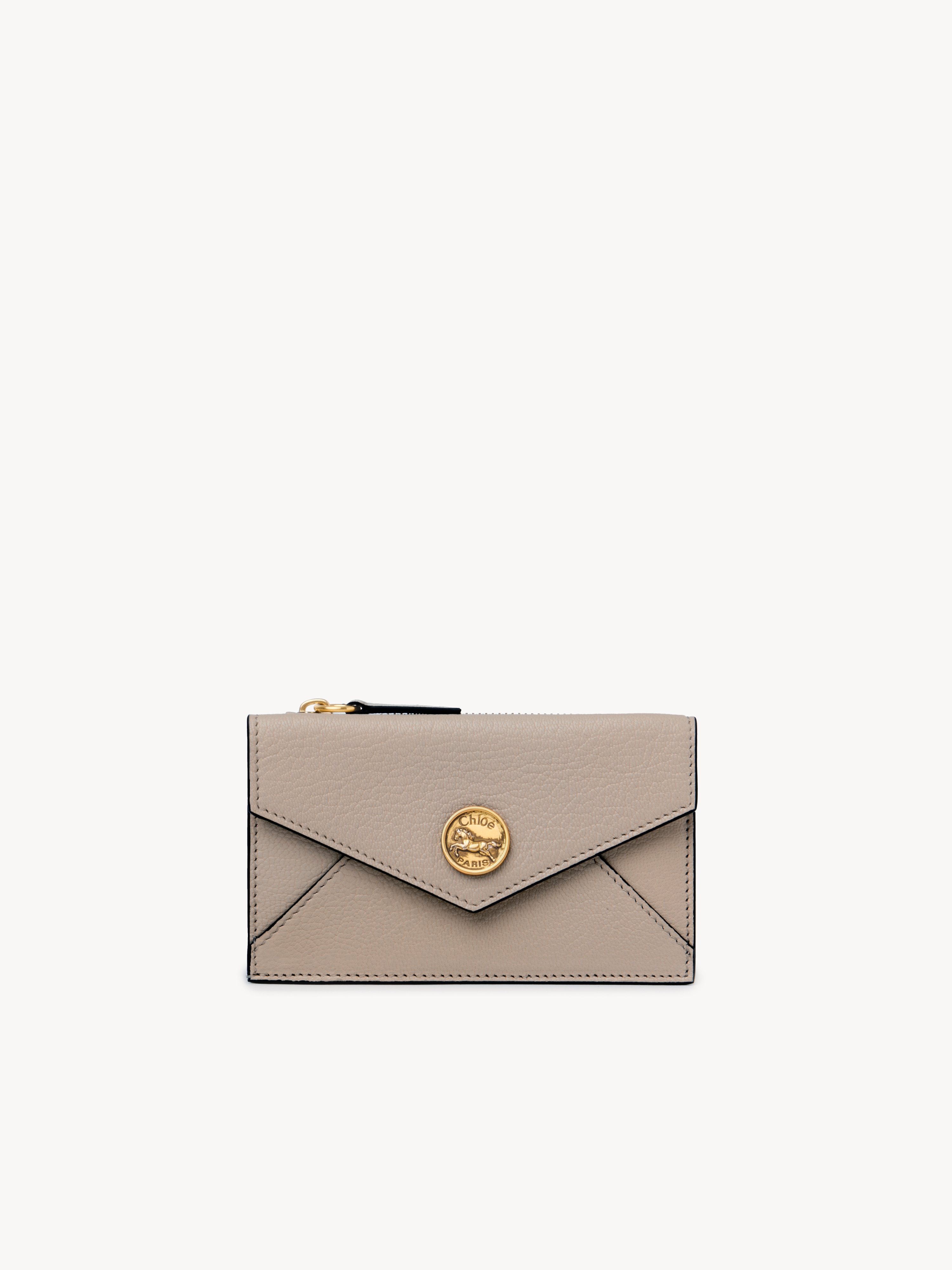 Envelope long wallet with flap in grained leather - NaN