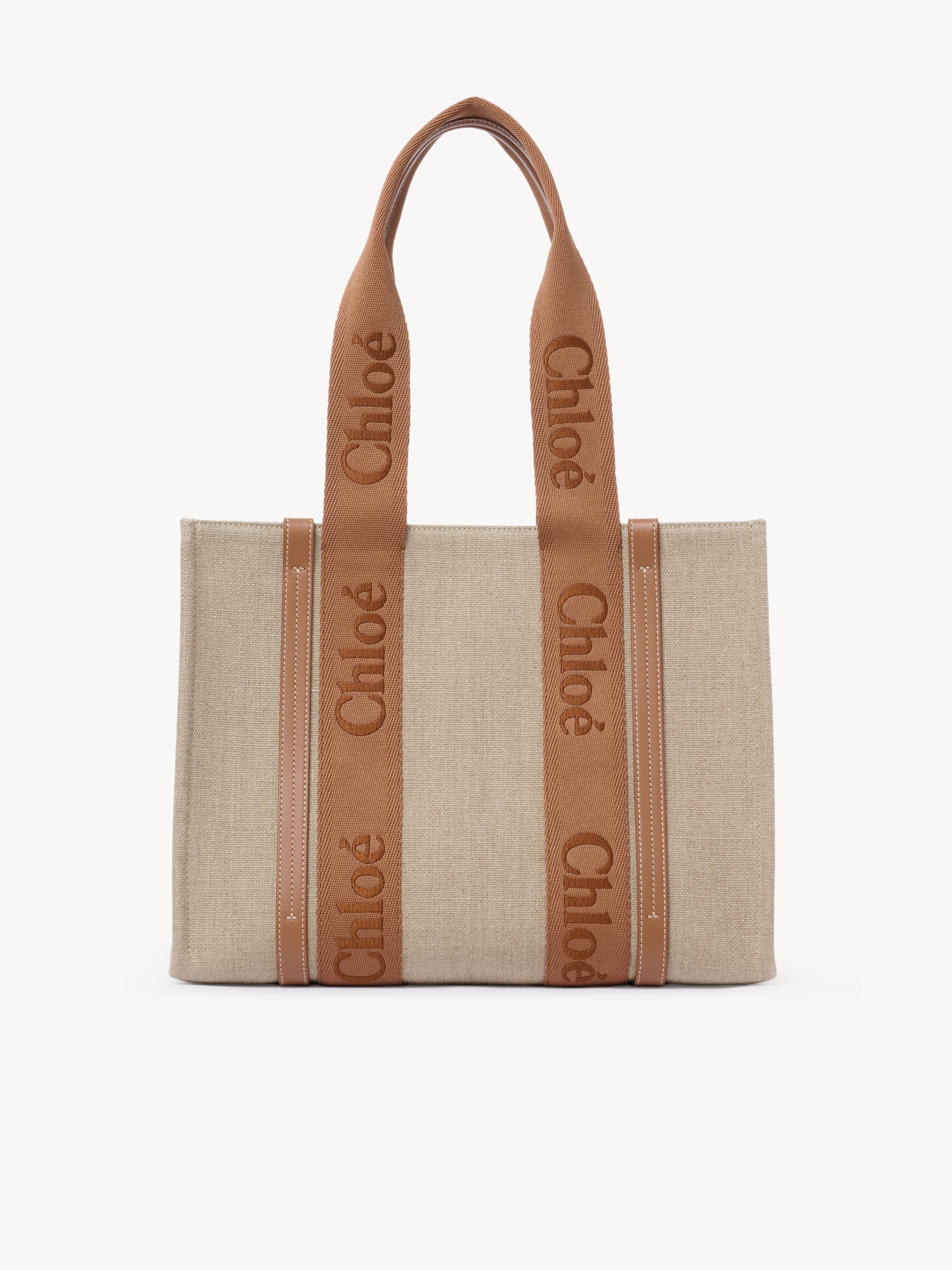 Small Woody tote bag in linen - NaN