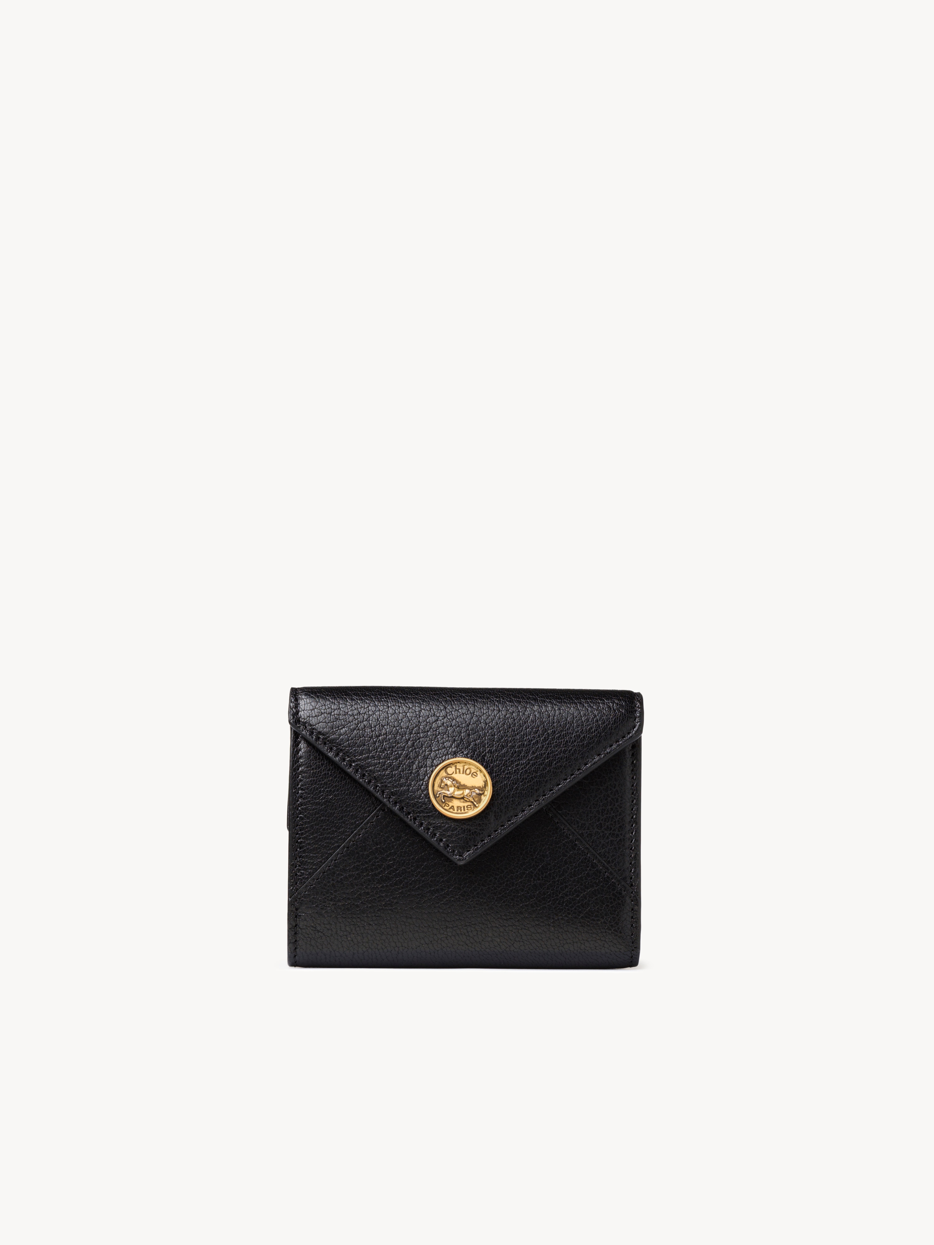 Small Envelope purse with card slots in grained leather - NaN
