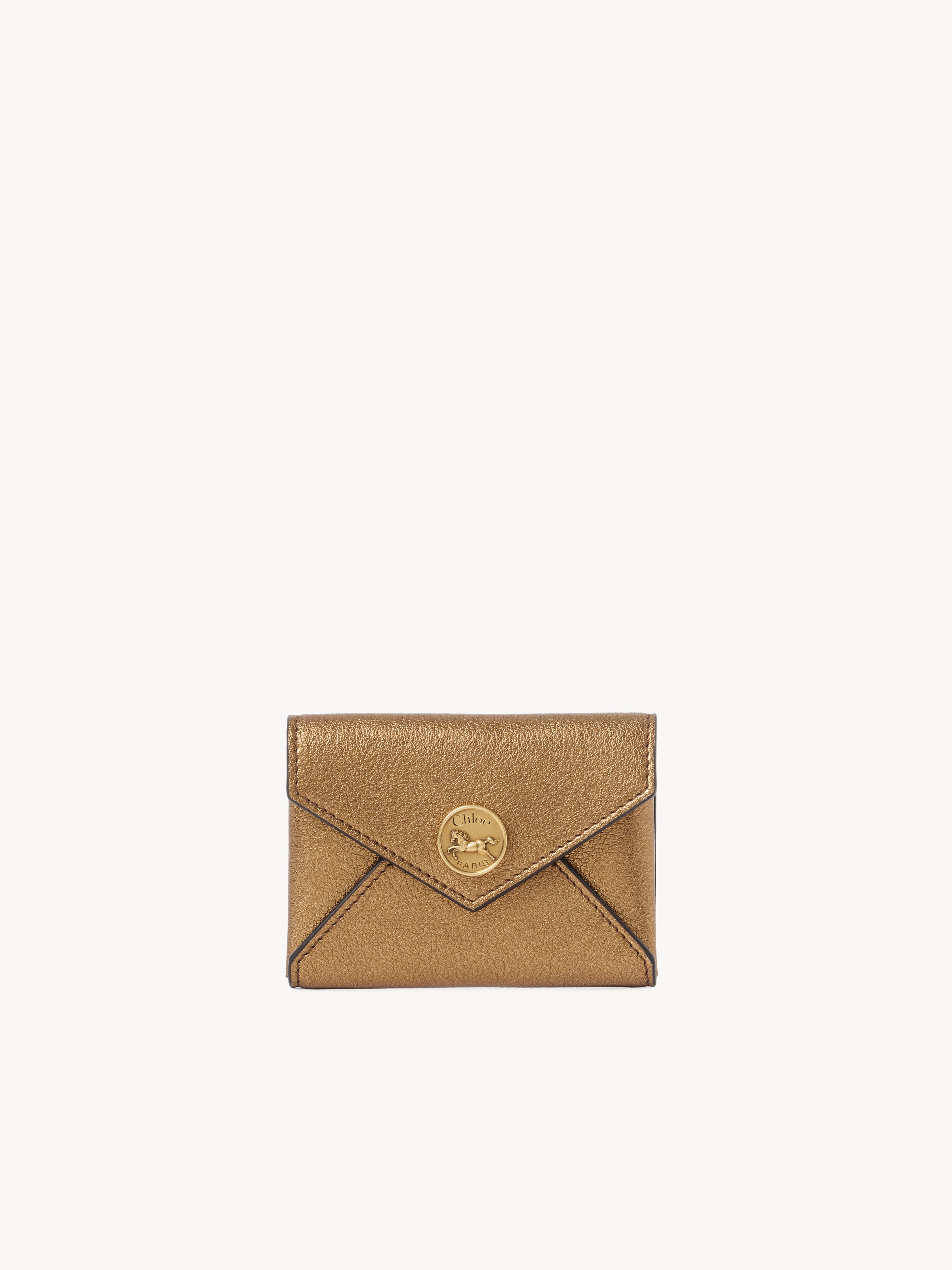 Small Envelope tri-fold in metallic leather - NaN