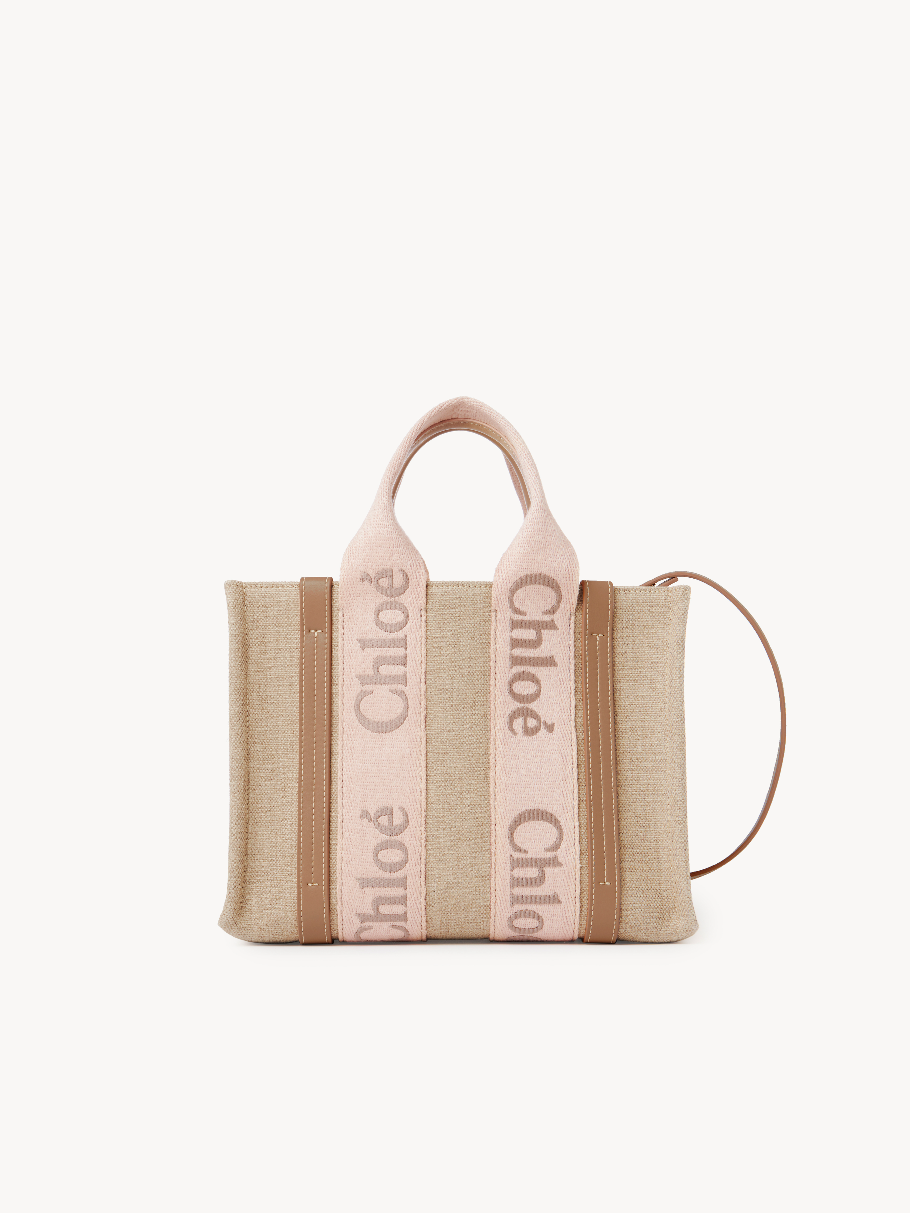 Mini Woody tote bag in linen - NaN