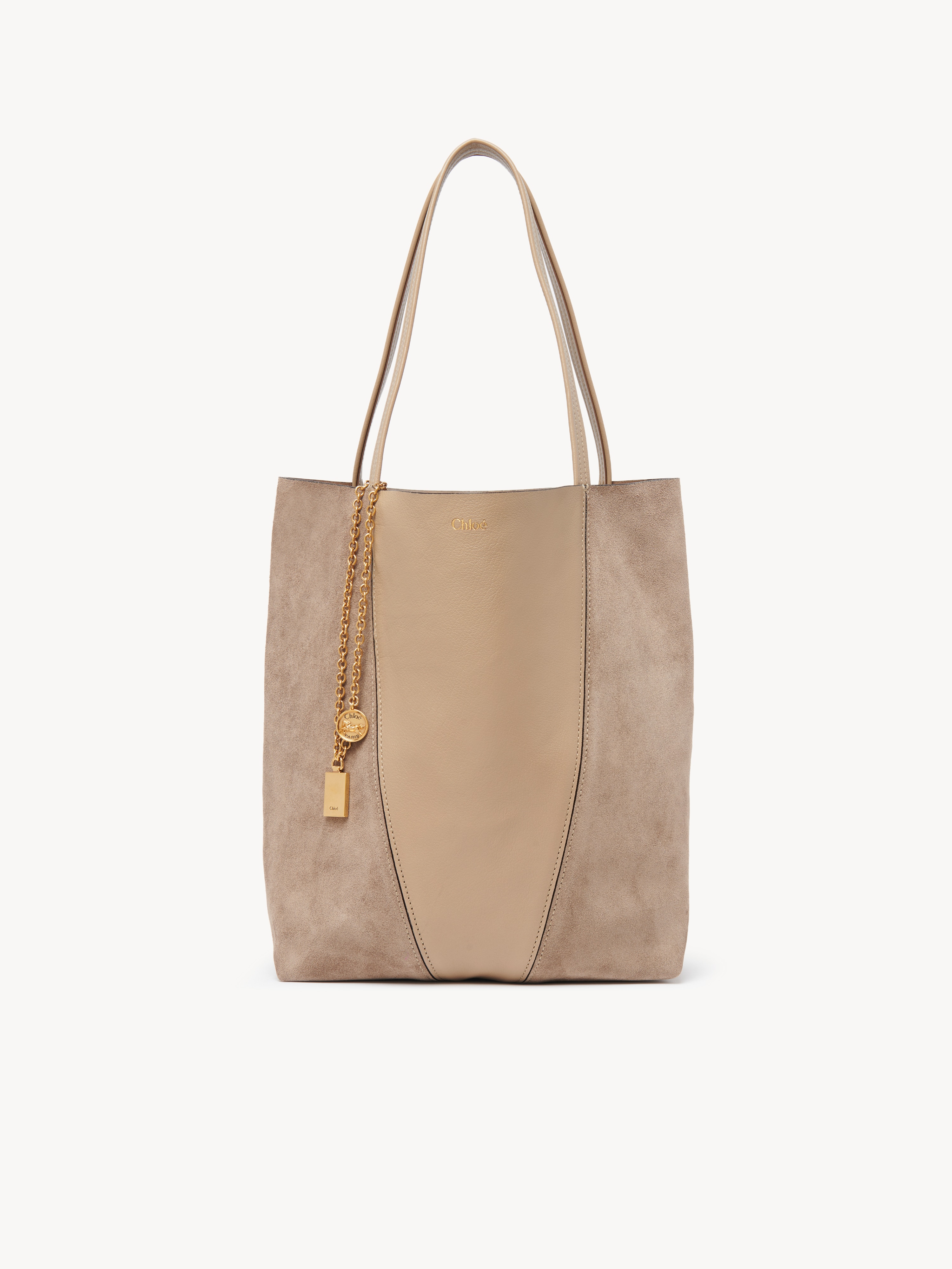 Small Chlo&eacute; Spin tote bag in grained and suede leather - NaN