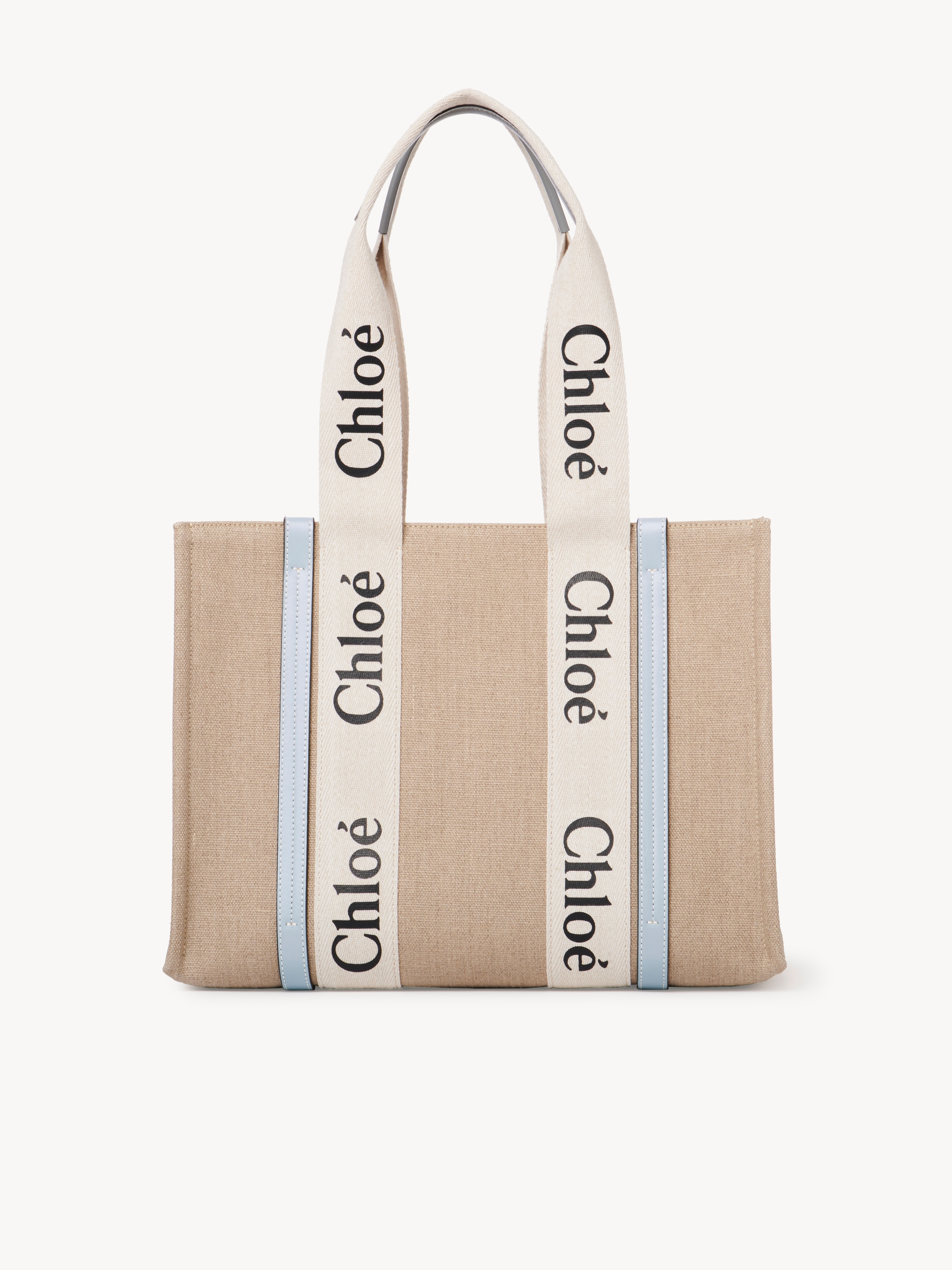 Small Woody tote bag in linen - NaN