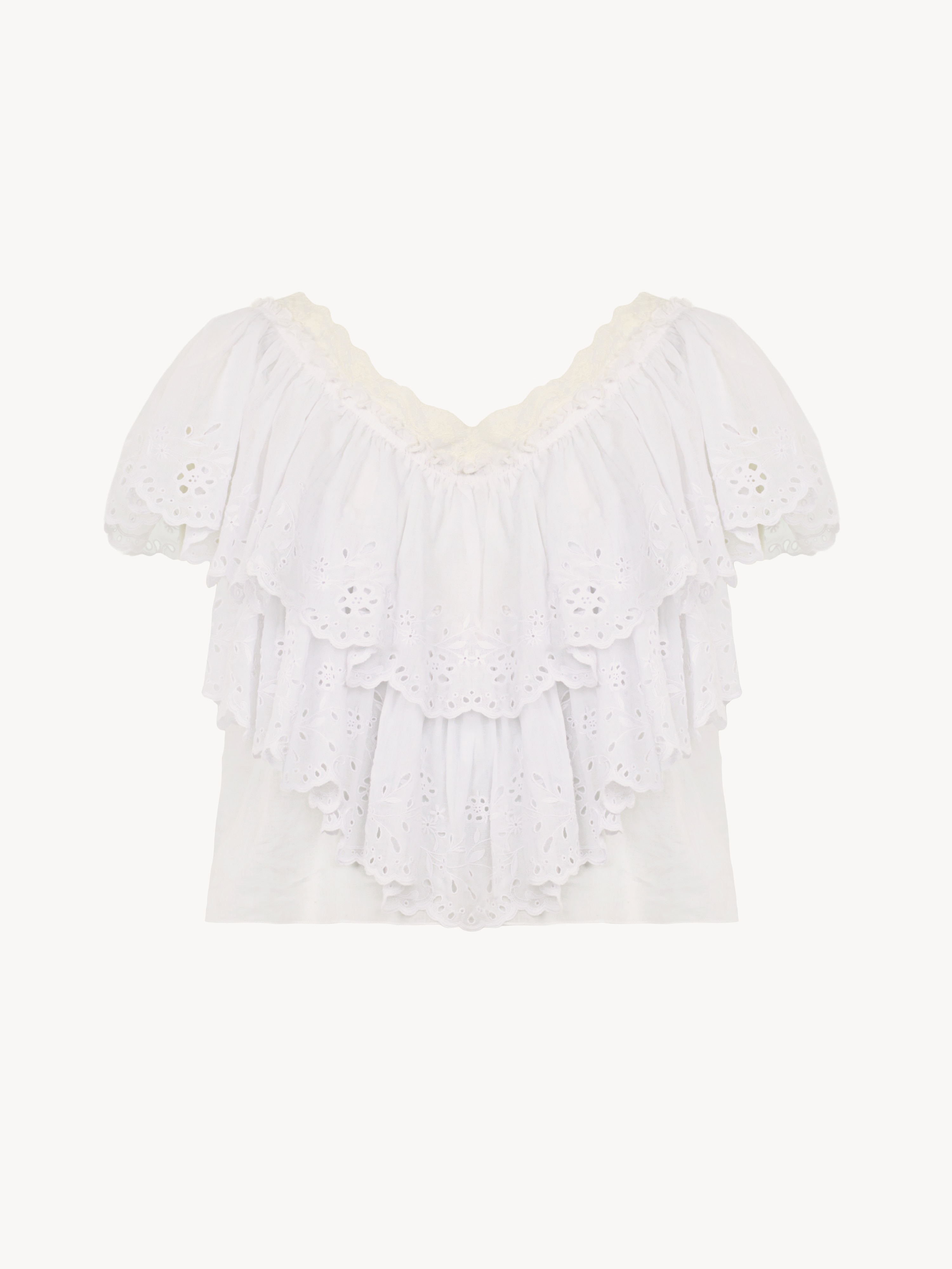 Layered ruffled midi skirt in cotton voile - NaN
