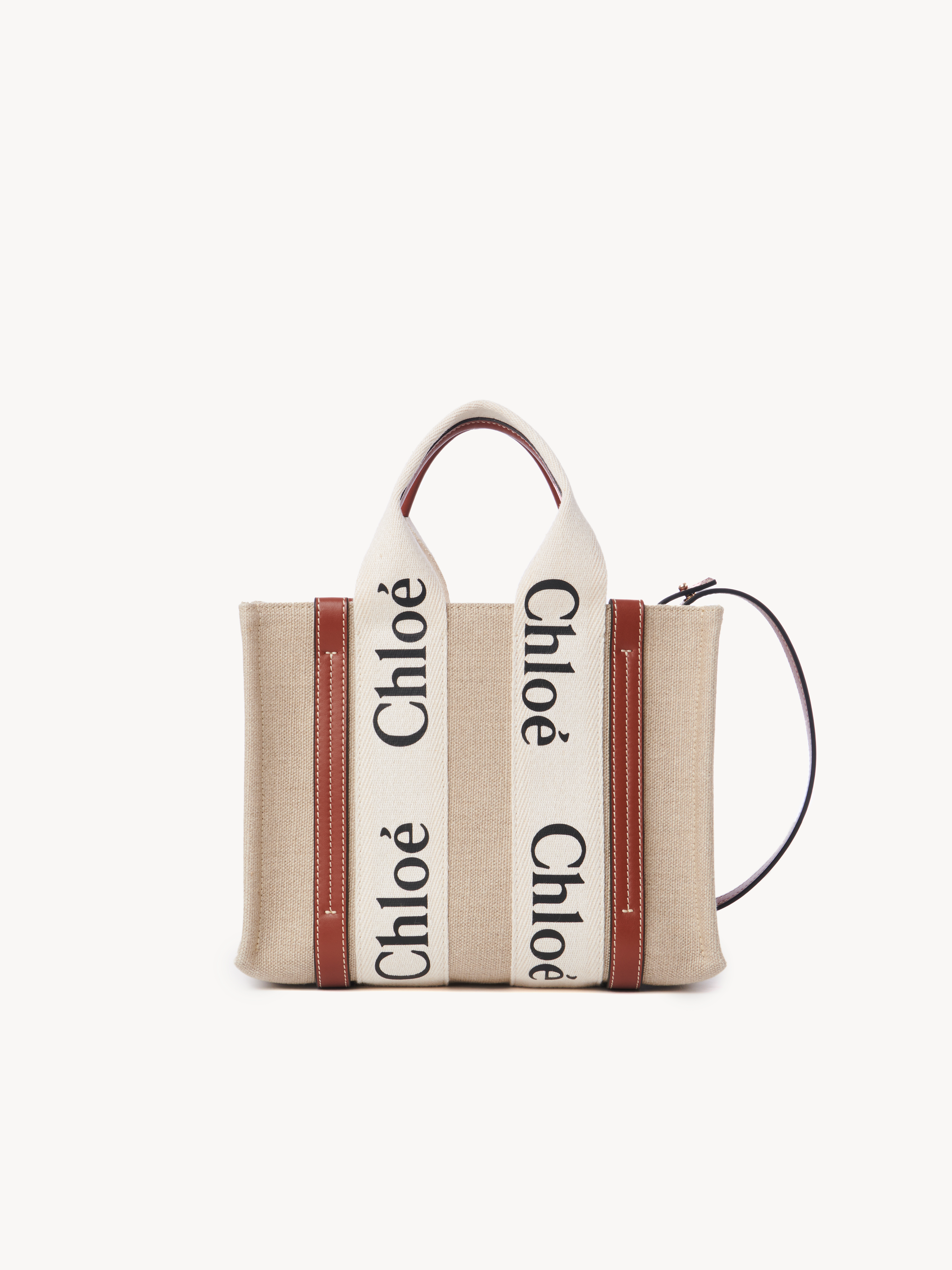 Large Woody tote bag in linen - NaN