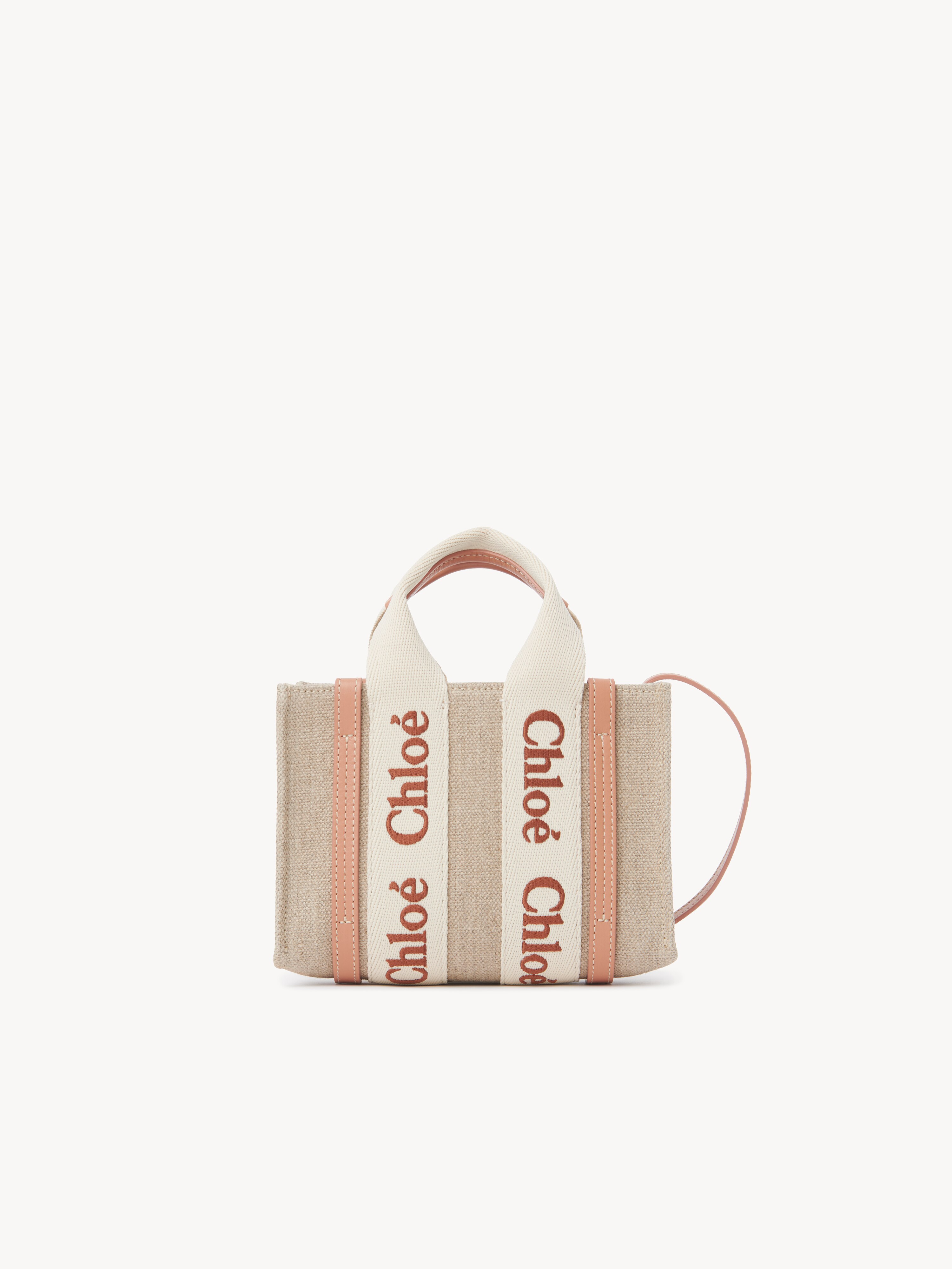 Small Woody tote bag in linen - NaN