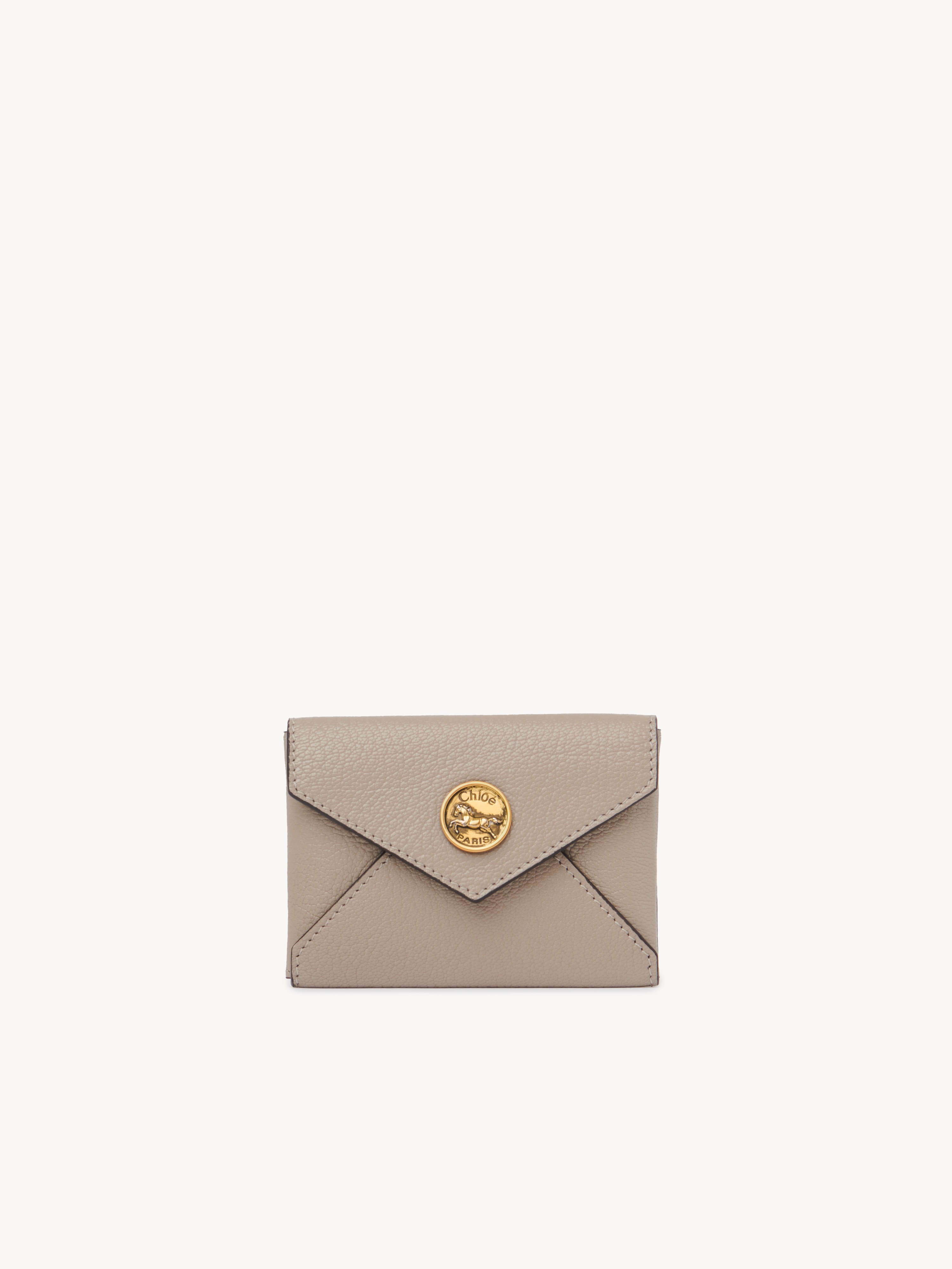 Small Envelope purse with card slots in grained leather - NaN