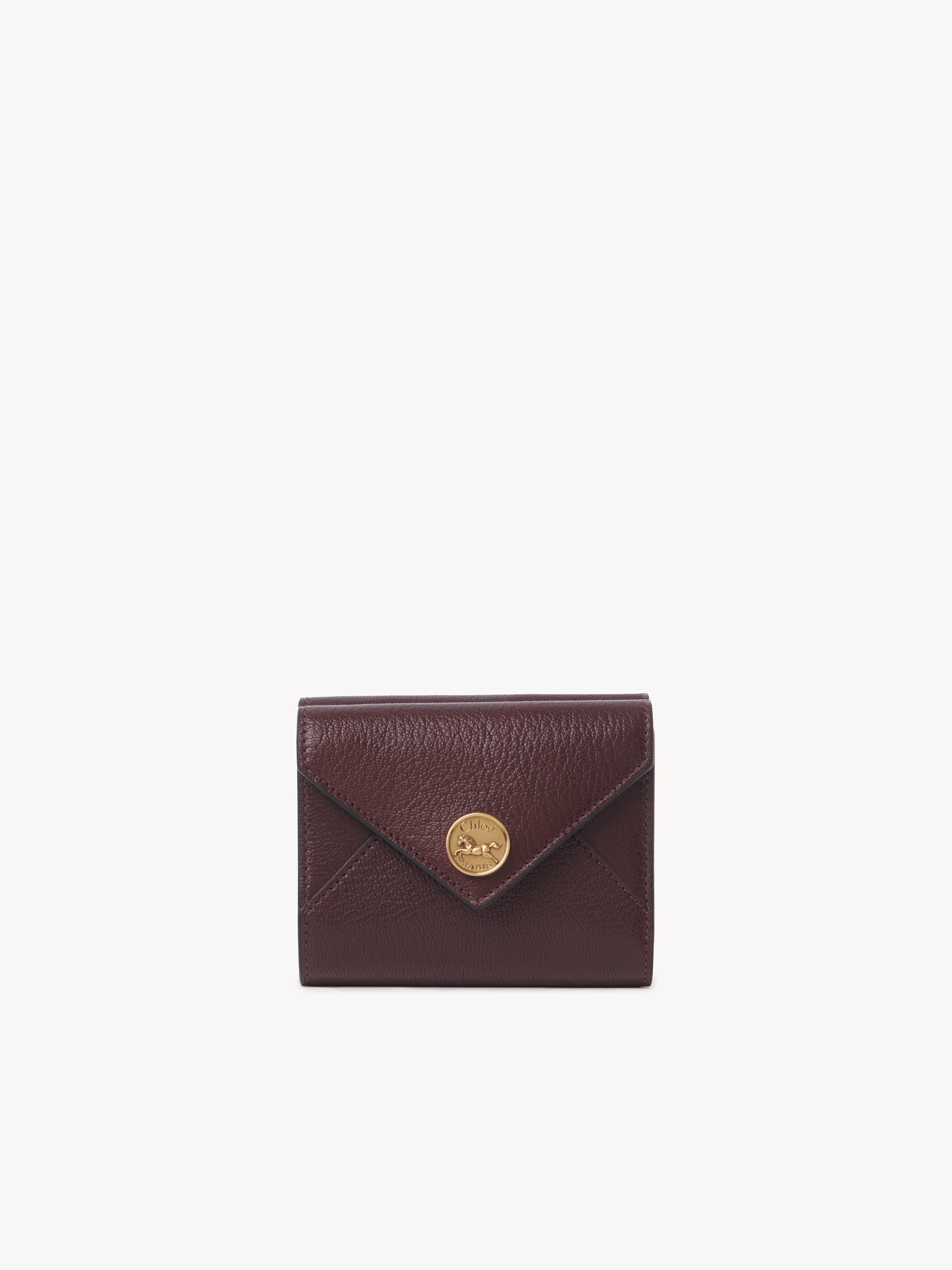 Small Envelope purse with card slots in grained leather - NaN