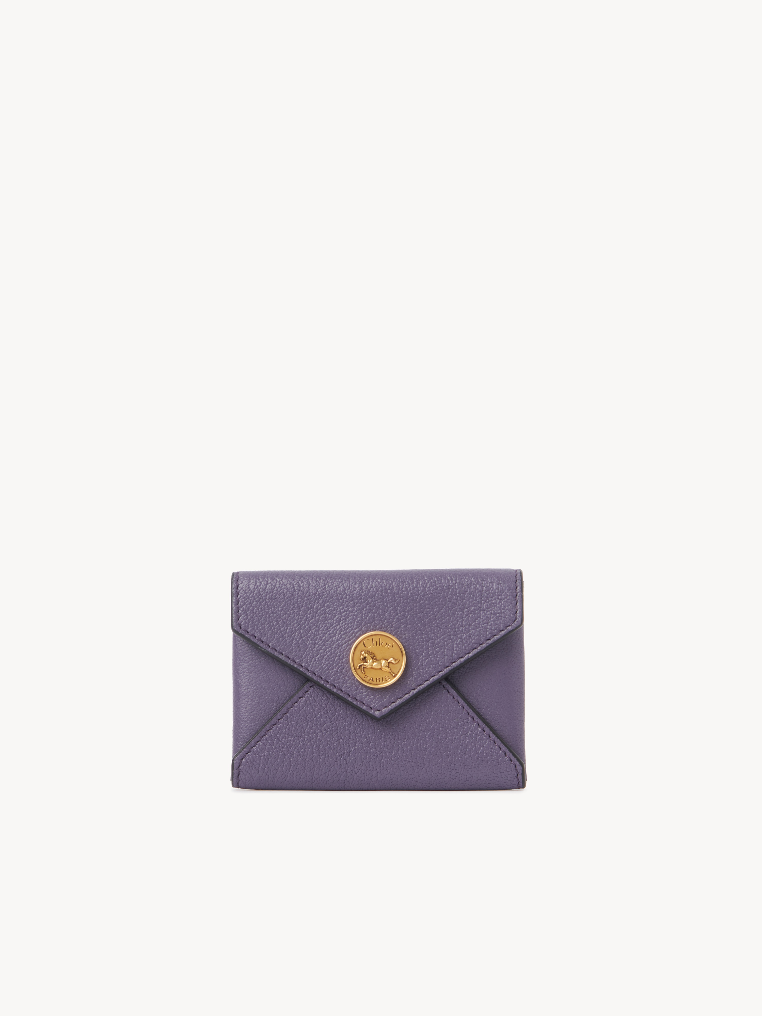 Small Envelope tri-fold wallet in grained leather - NaN